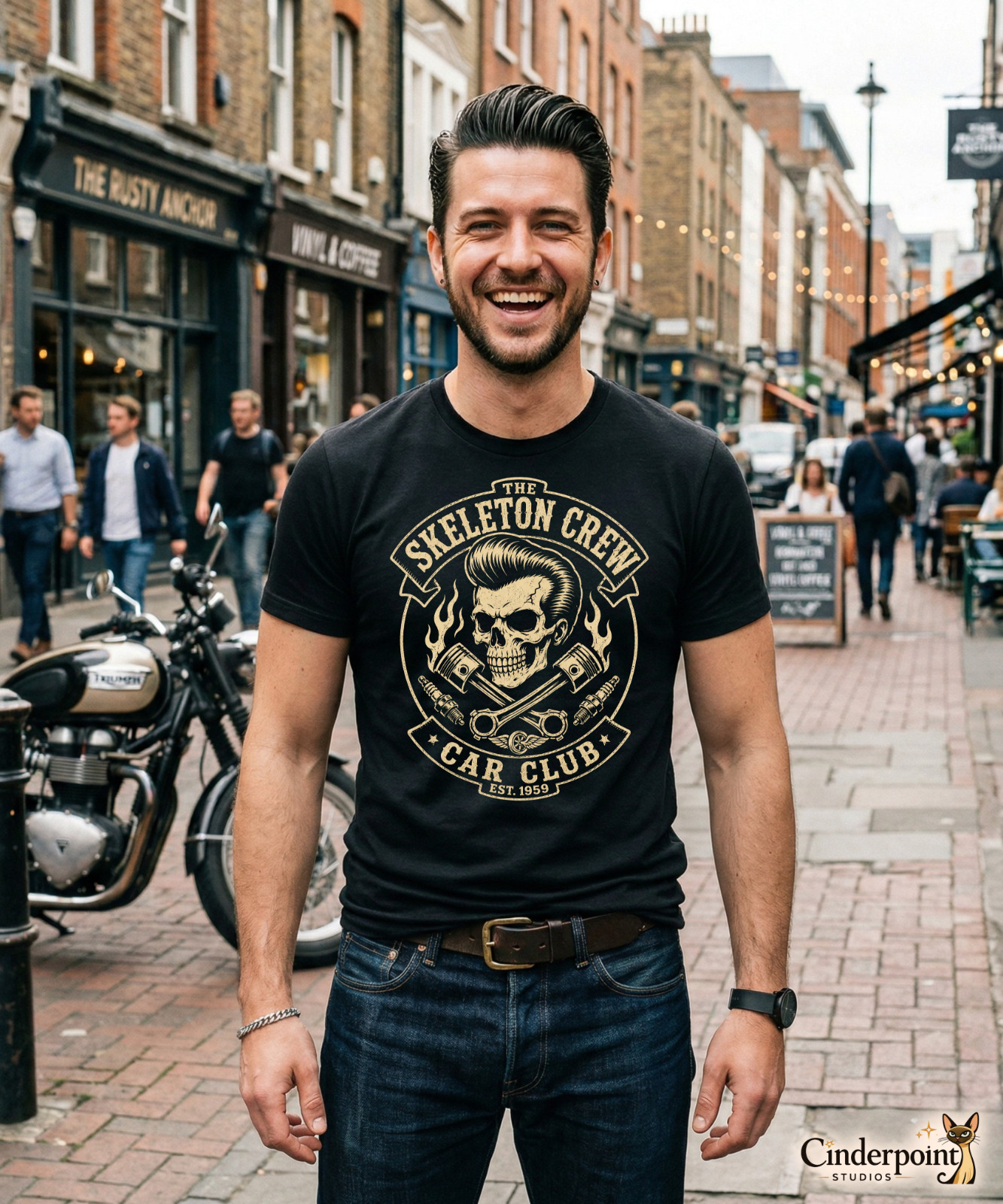 Skeleton Crew Car Club Shirt Hot Rod Rockabilly Gearhead Tee Dad for Gift XS-5XL