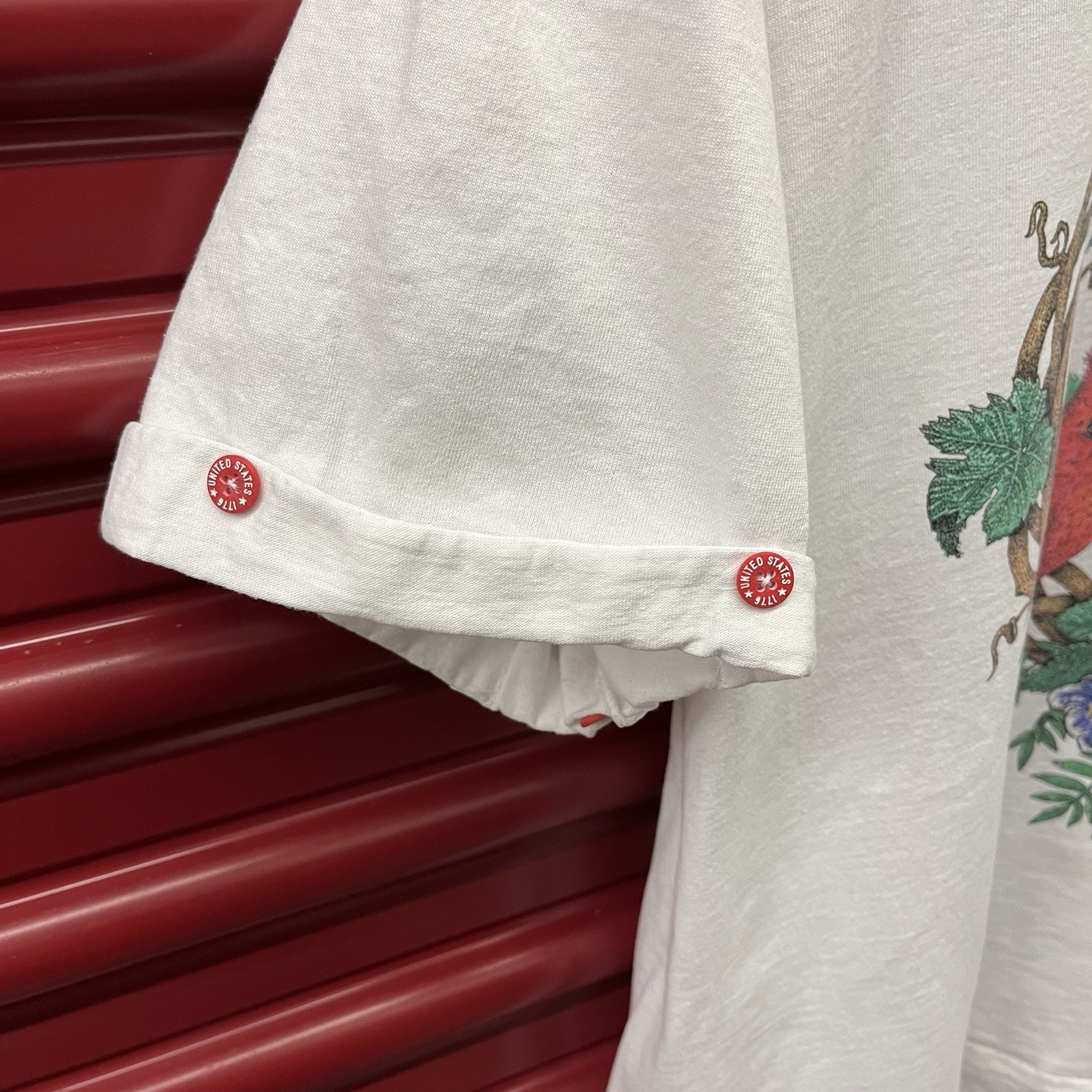 Vintage Cardinal Flower Bird Animal Nature Graphic Tee Shirt White Size XXL 2XL