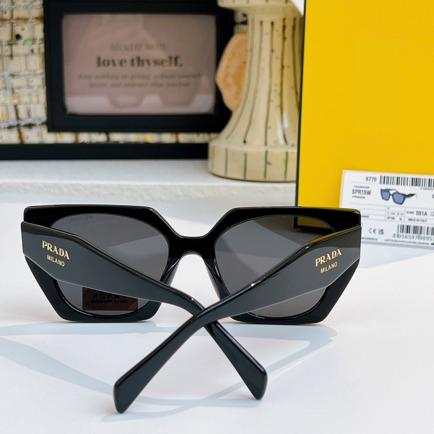 Prada PR 15WS Sunglasses Authentic Unisex Black Oversized Square UV400 w/ Box