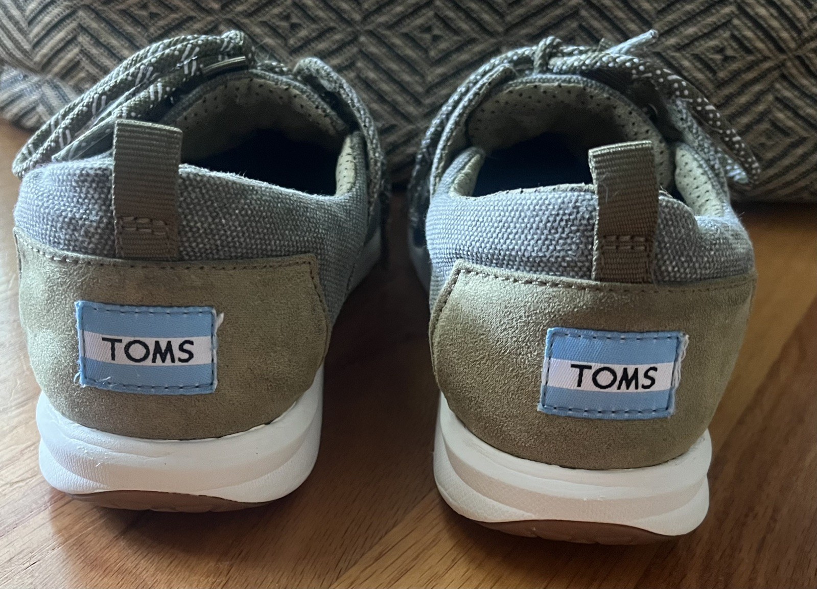 TOMS Del Rey Casual Womens Olive Green Denim Twill Lace Up Shoes US Size 8
