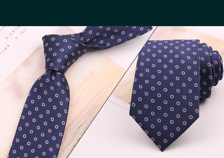 New Classic Polka Dot Blue White JACQUARD WOVEN 100% Silk Men’s Necktie Tie