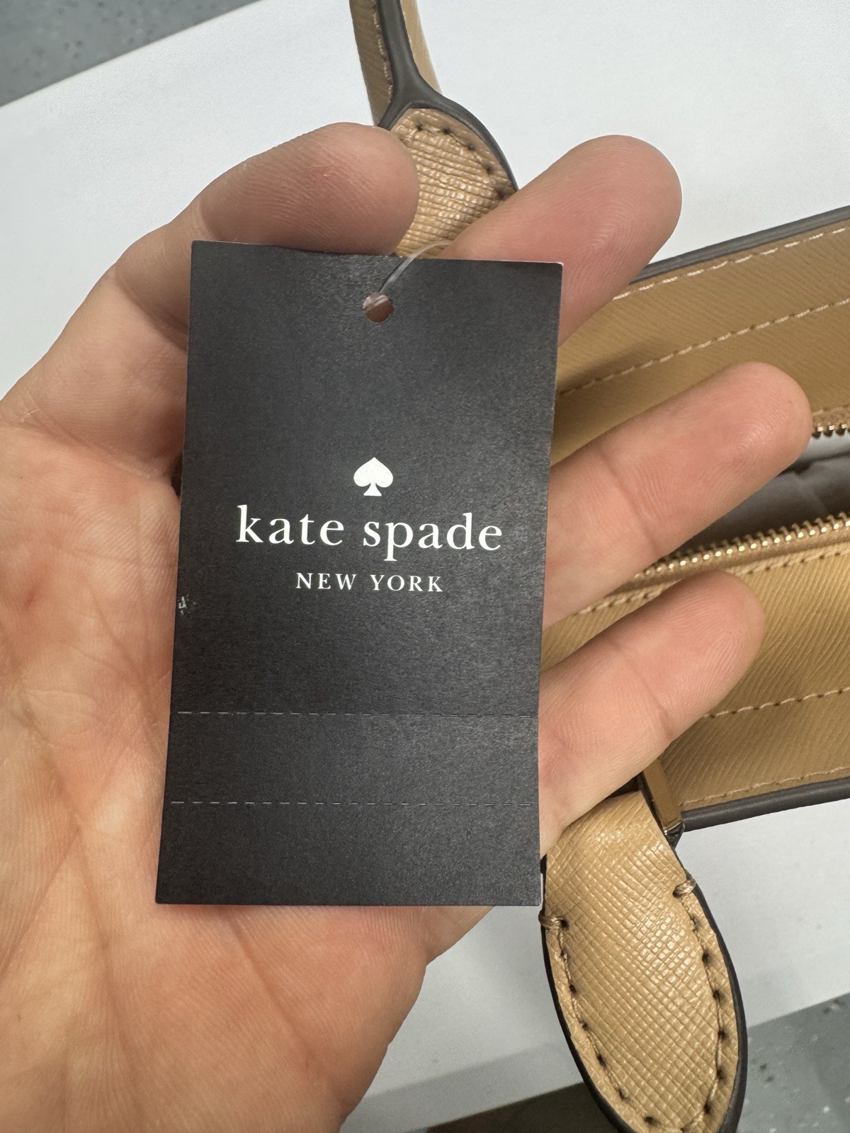 Kate Spade New York Staci Medium Beige Satchel Zip Top Handle Detachable Strap