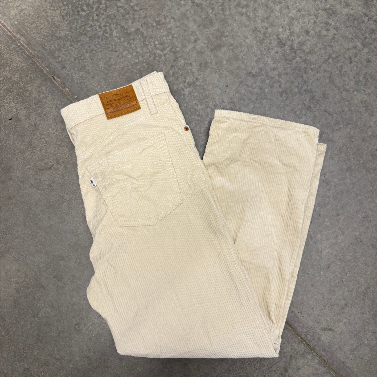 Big E Levis Premium Ribcage Straight Corduroy Pants Cream White 30 Button Fly