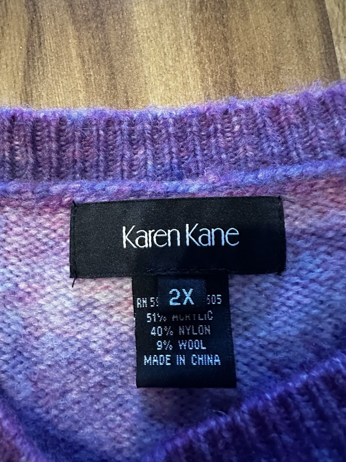 Karen Kane 2X NWT Fuzzy Ombre Wool Blend Sweater Purple Pink Sleeve MSRP $139