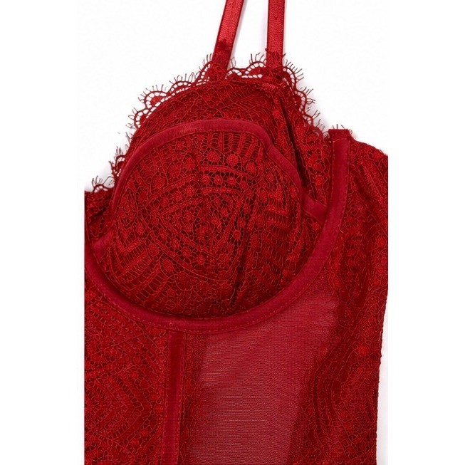 Garage Red Lace Corset Top Bustier Mesh Underwire Adjustable Straps Small