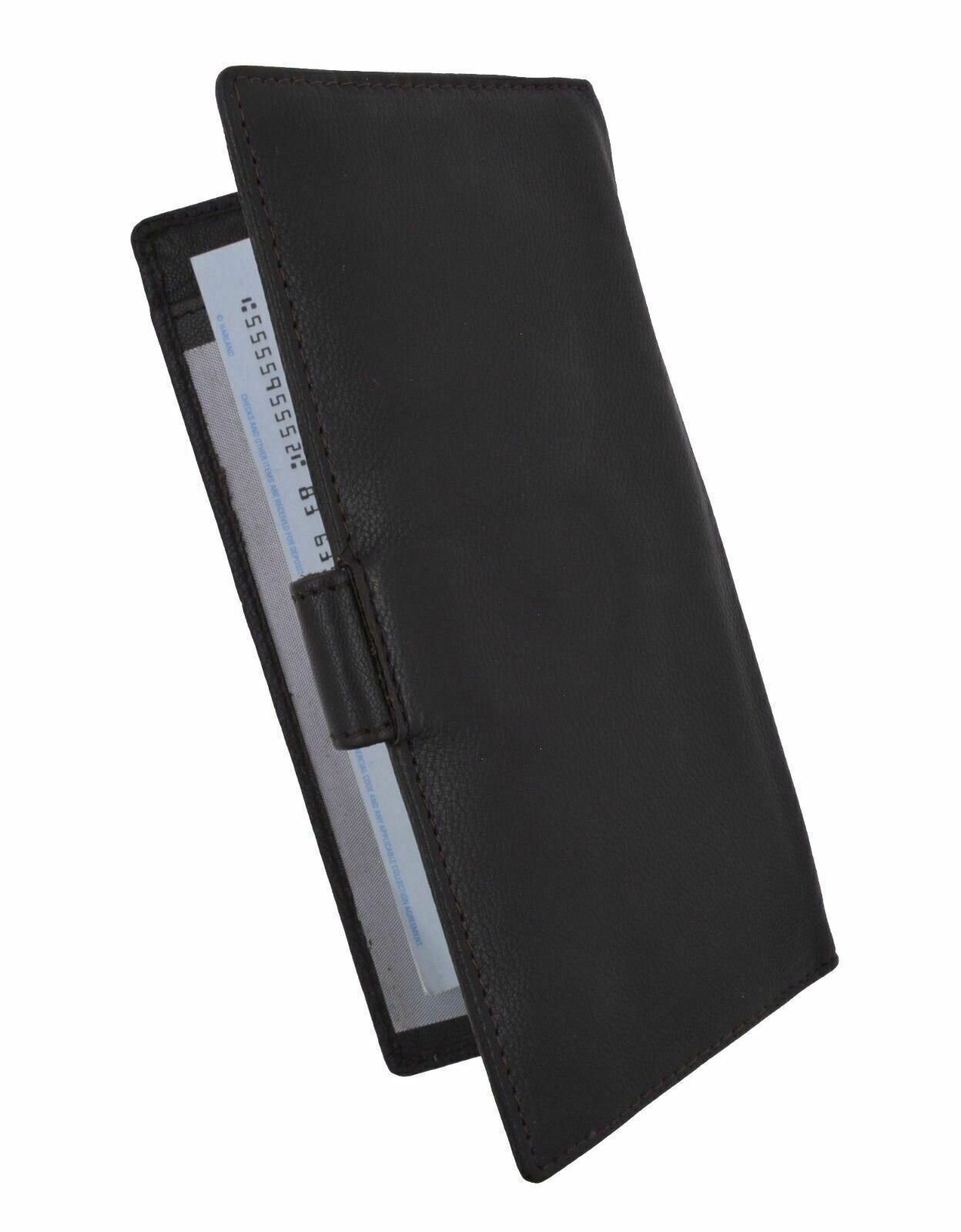 Genuine Leather PLAIN Checkbook Cover Brown with Snap Closure NEW!!!