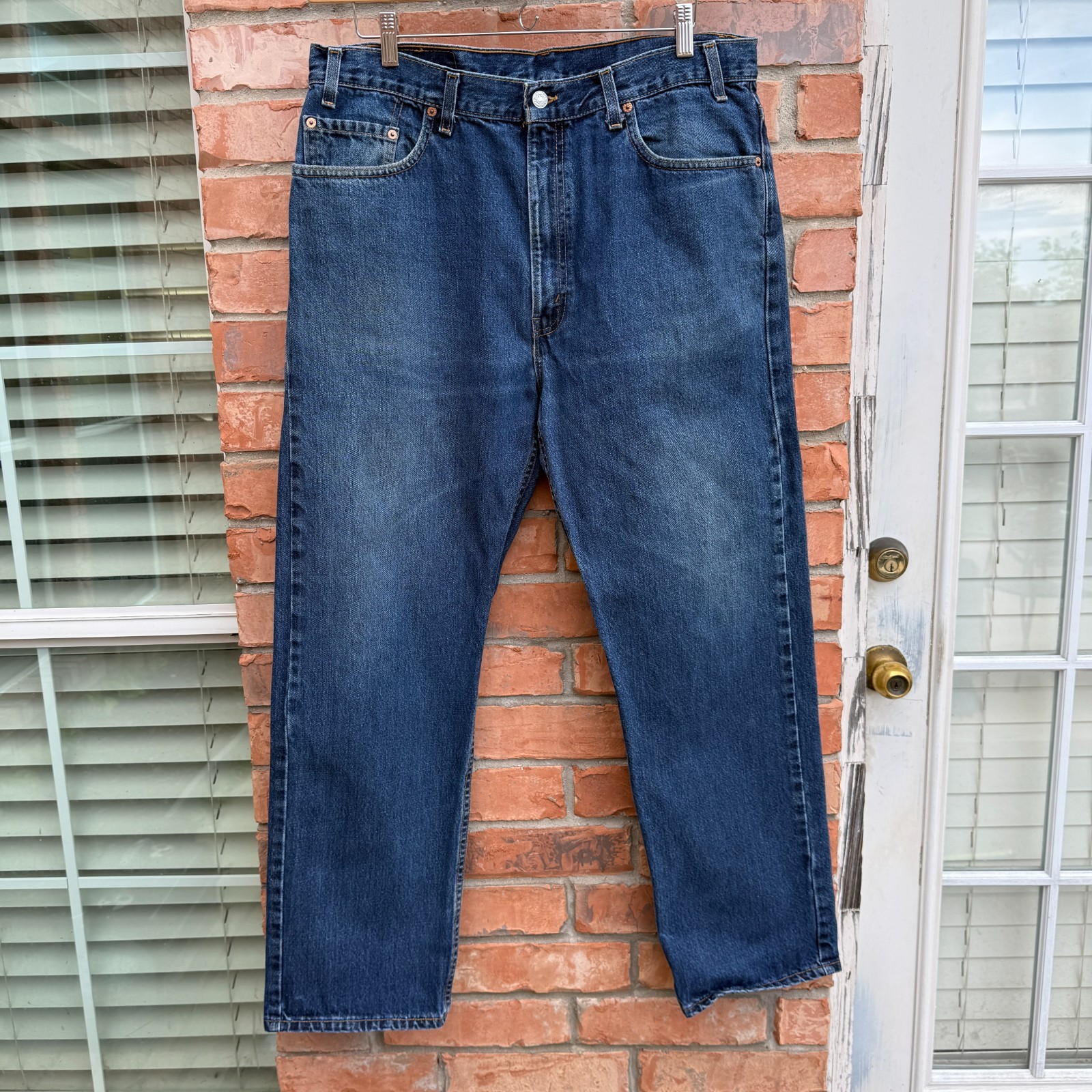 Vintage 90s Levis 505 Blue Zipper fly Denim Made USA Jeans 38×30 Actual 36×30
