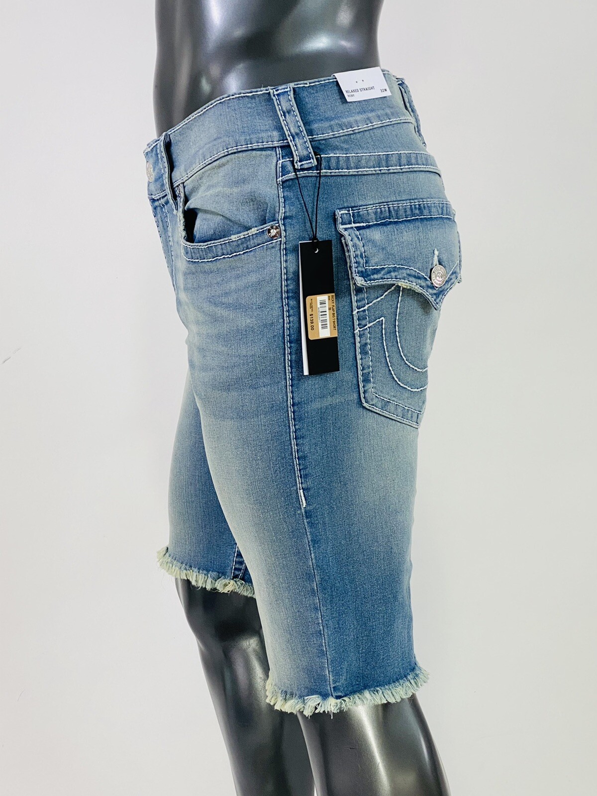 $119 Big Stitch True Religion Men Shorts Cutoff 30 31 32 34 36 38 Baby Blue