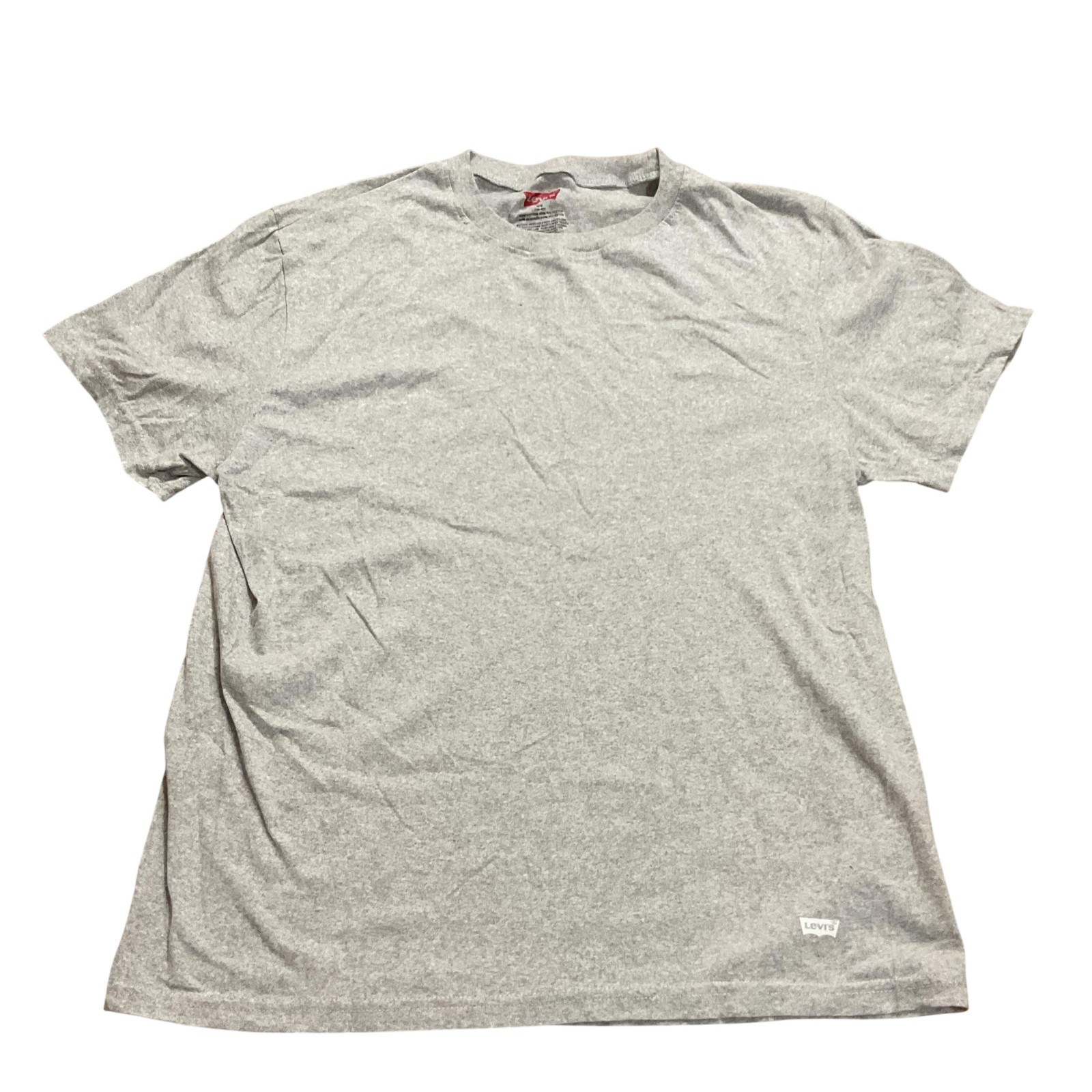 Levi’s Shirt Mens Medium Gray Crewneck Tagless Logo Cotton Blend Tee Casual FLAW