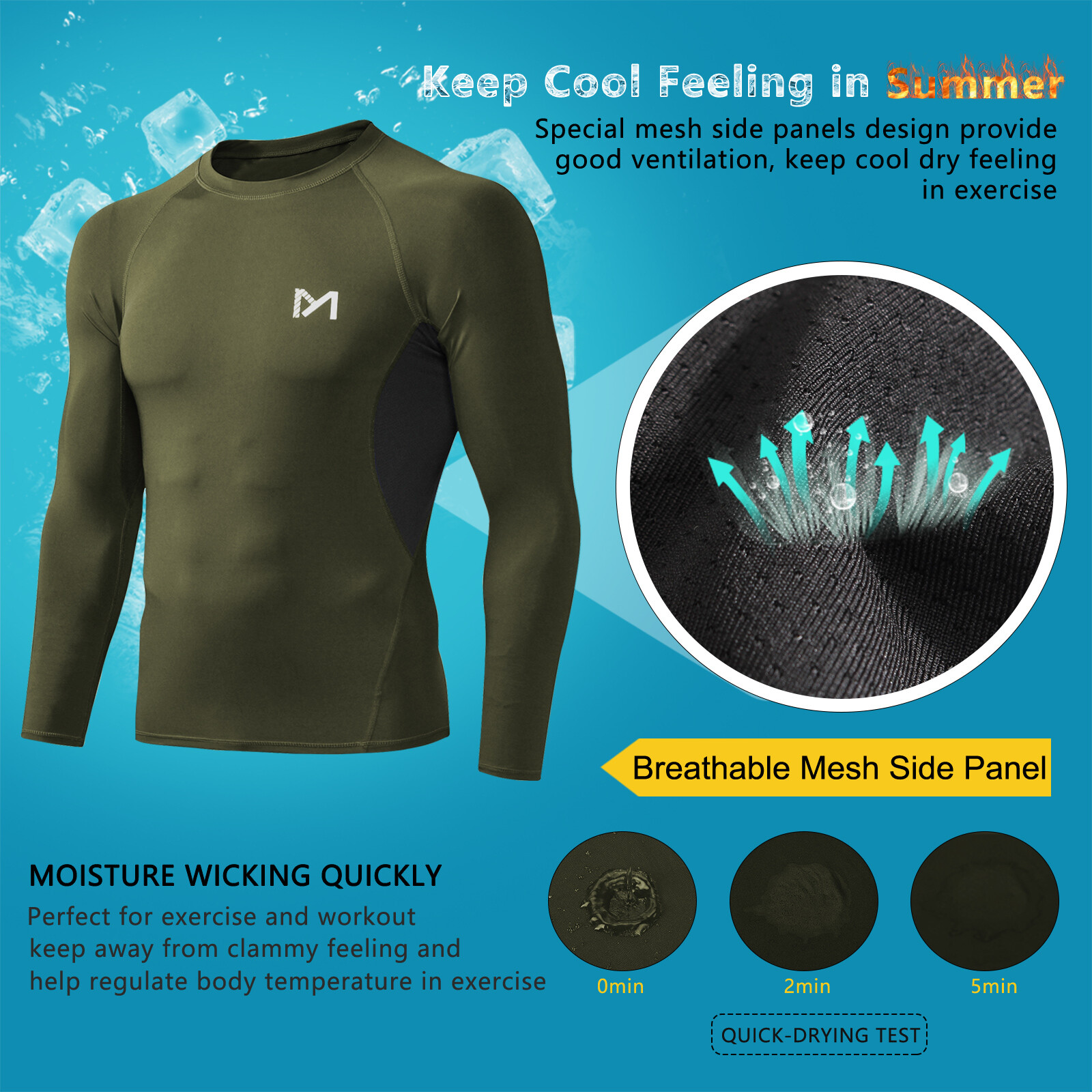 6 Pack/Set Compression Shirts for Men Long Sleeve Athletic Base Layer Undershirt