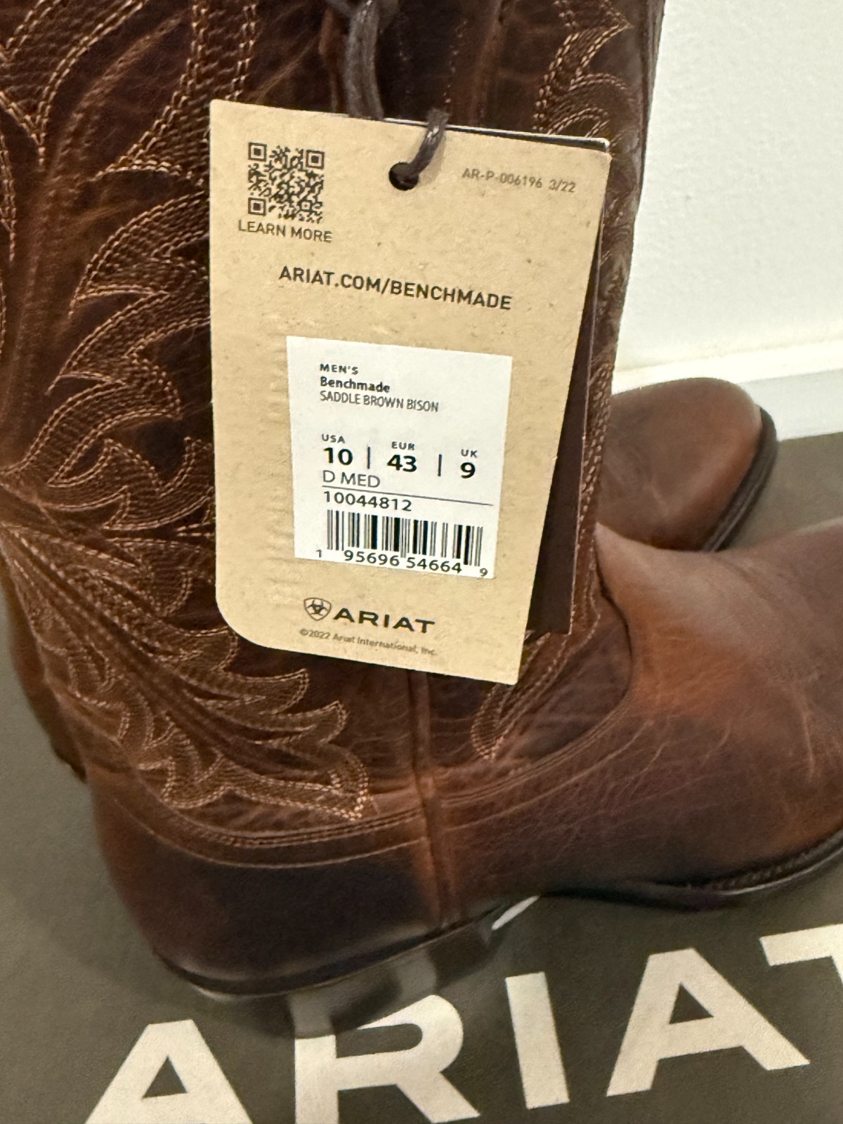 Men’s Ariat Bench Made James Bison Western Boots 10D Saddle Brown 10044812 NIB