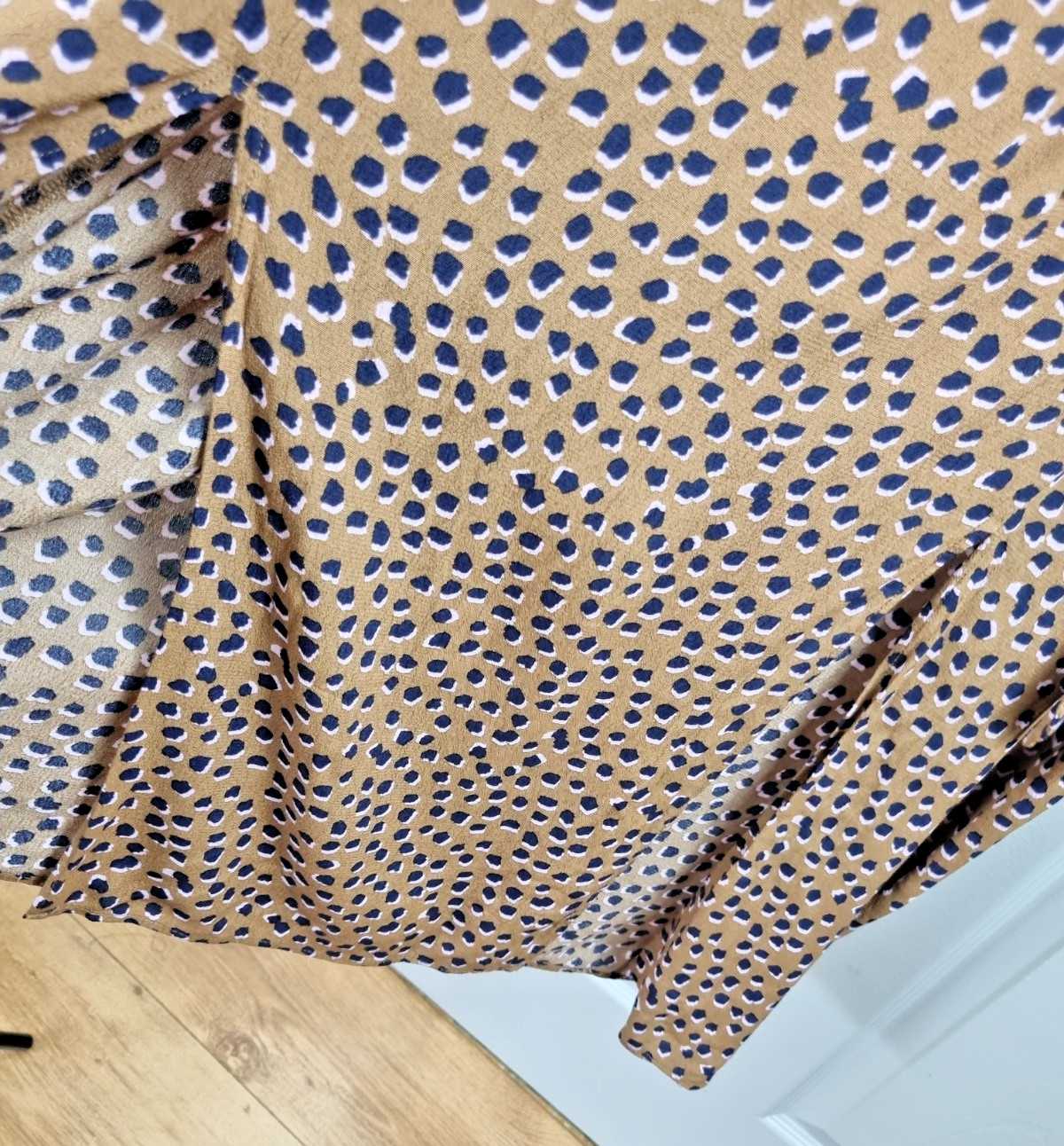 Joules Chloe Fixed Wrap Dress Mocha Leopard Print Midi Length V Neck Uk 12