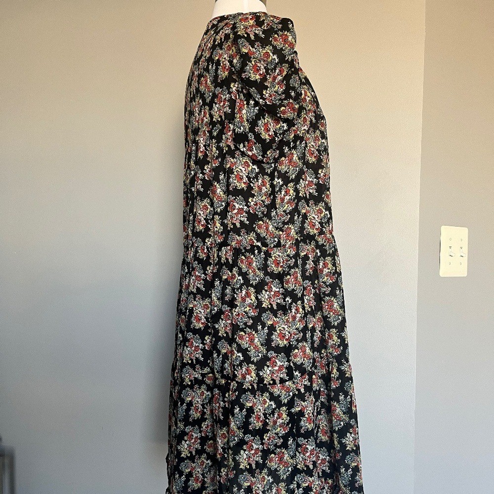 Sandro Floral Summer Ruched Puffed Sleeve V-neck A-line Cocktail Dress Medium