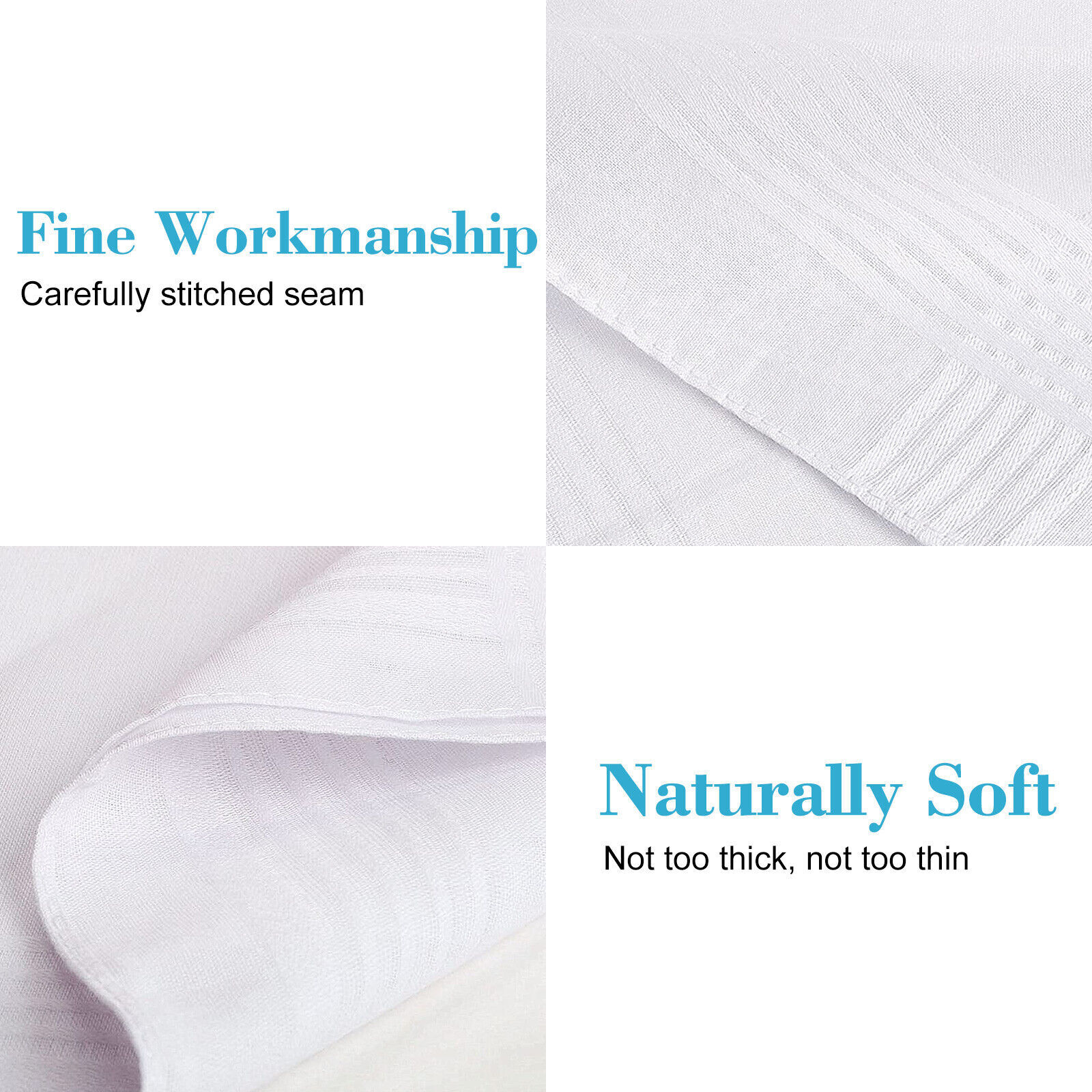 20pcs White Cotton Men Handkerchiefs Hanky Pocket Square Hankie Lot Set Vintage