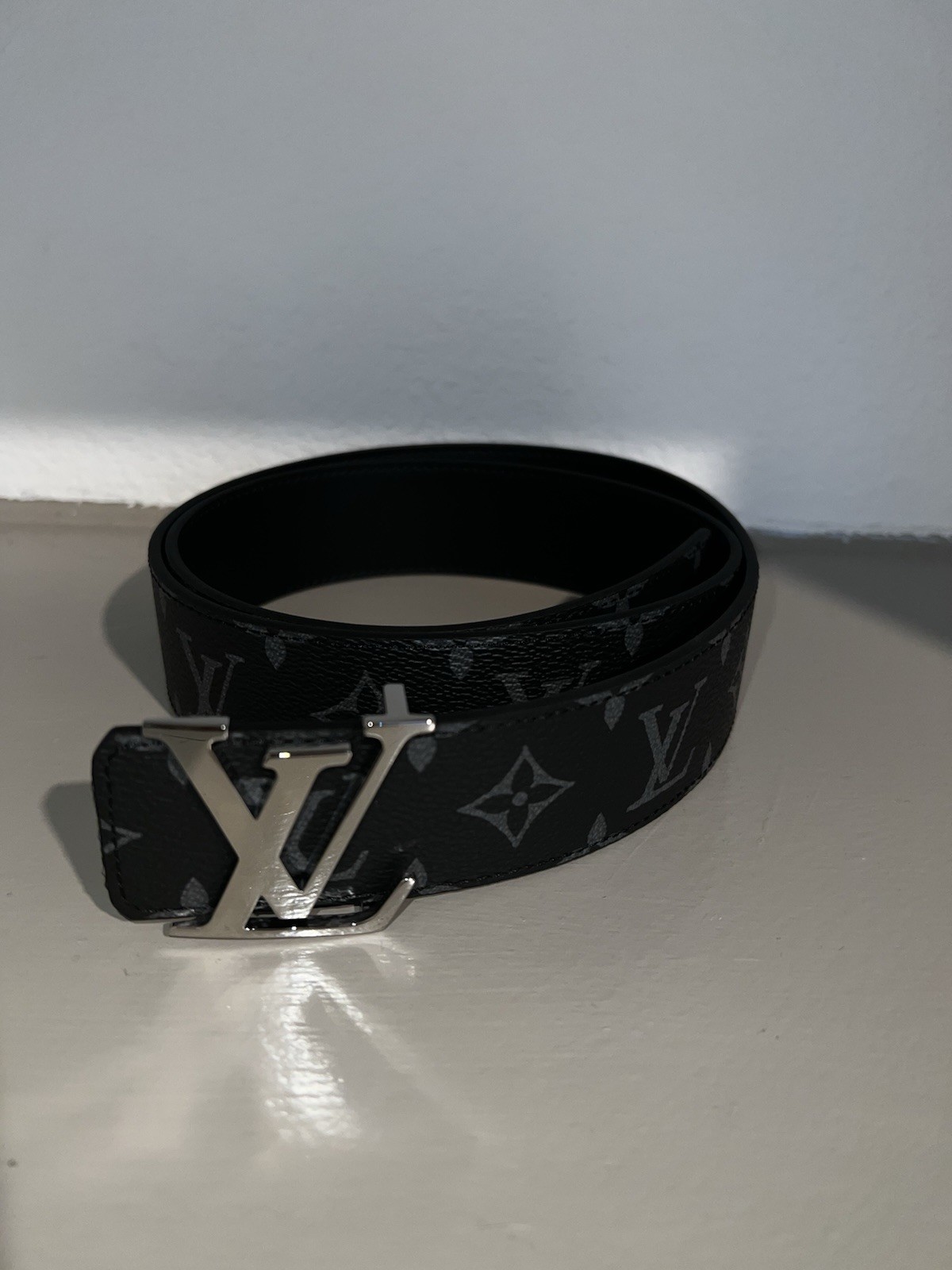 Louis Vuitton Women’s Monogram Basic Belt Black/Gray LV Logo Buckle