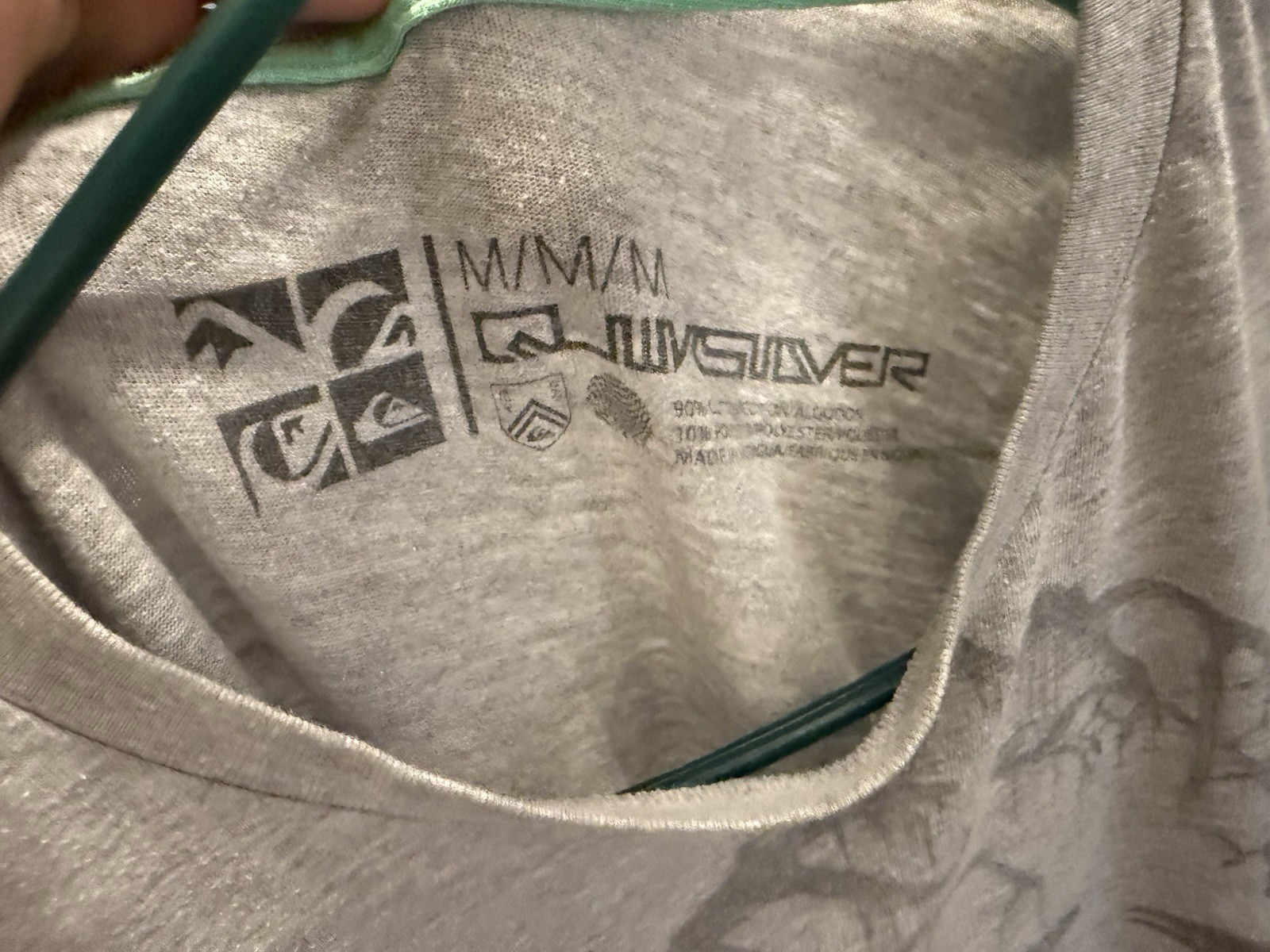 2012 Quiksilver Graphic T Shirt Mens M Gray Rainbow Surreal Boat Snake Crow Tee