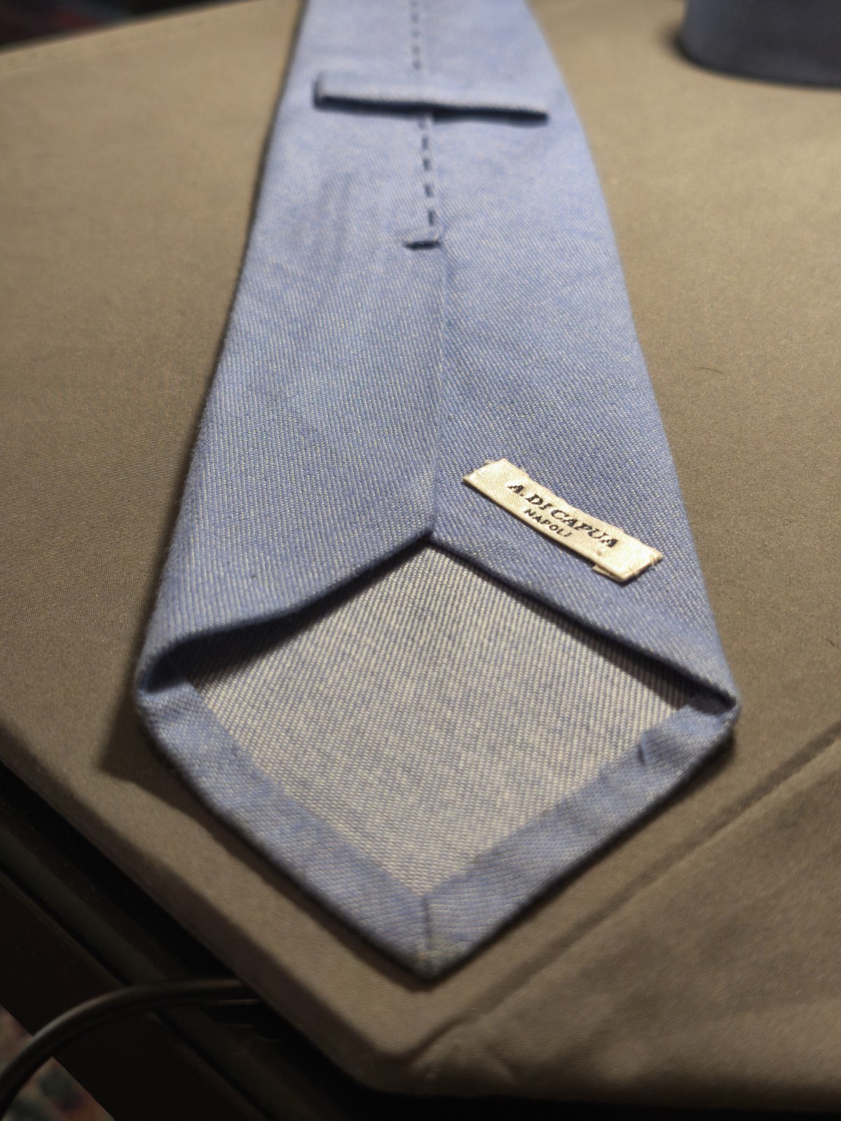A. Di Capua Napoli – Cotton Tailored Tie Solid Color Blue Jeans