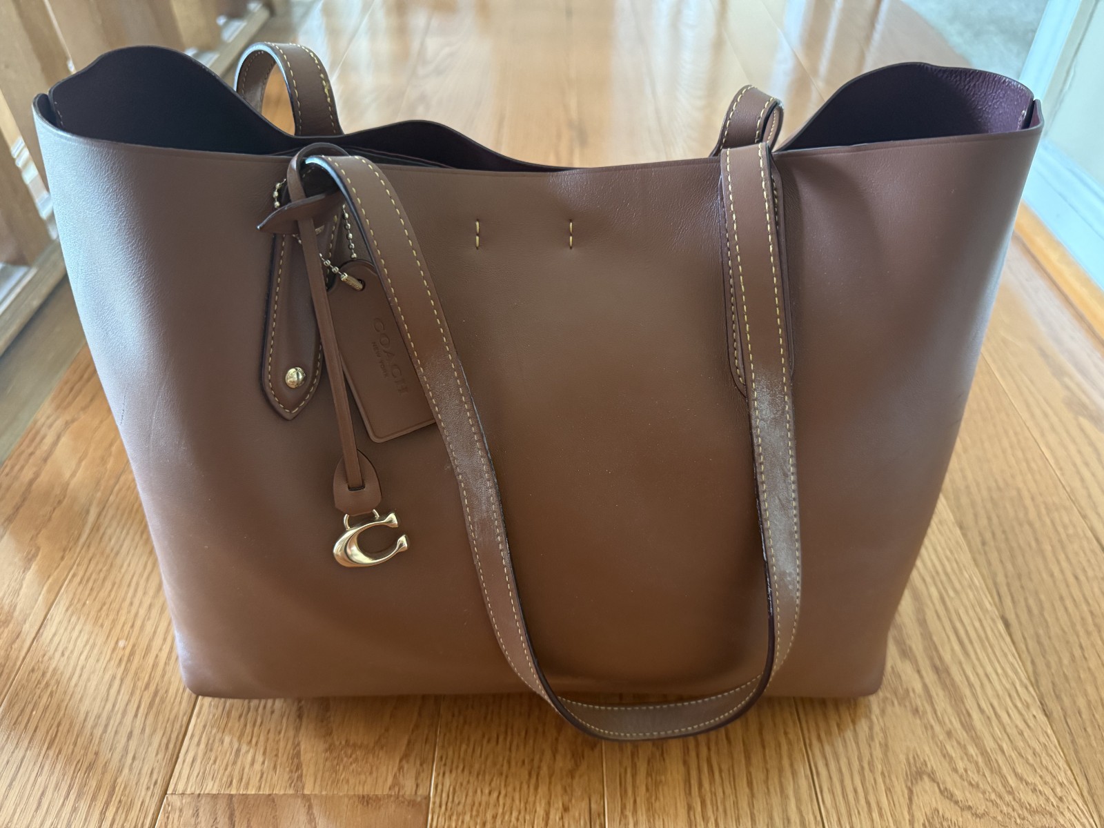 COACH Central Tote Saddle Calf Leather w/ Brass Hardware Shoulder Bag