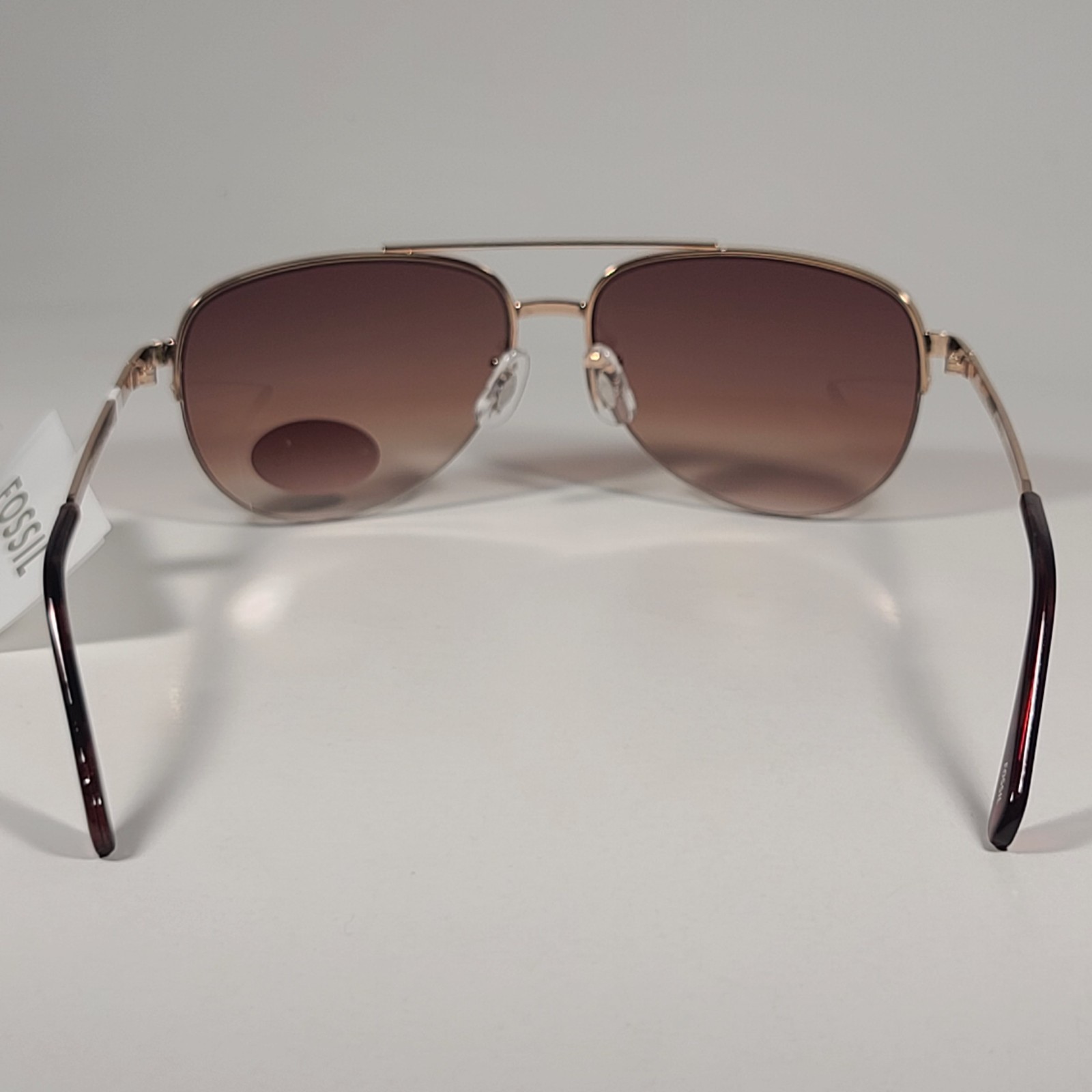 Fossil FW5 Aviator Sunglasses Semi Rim Metal Gold Tone Metal and Brown Tortoise
