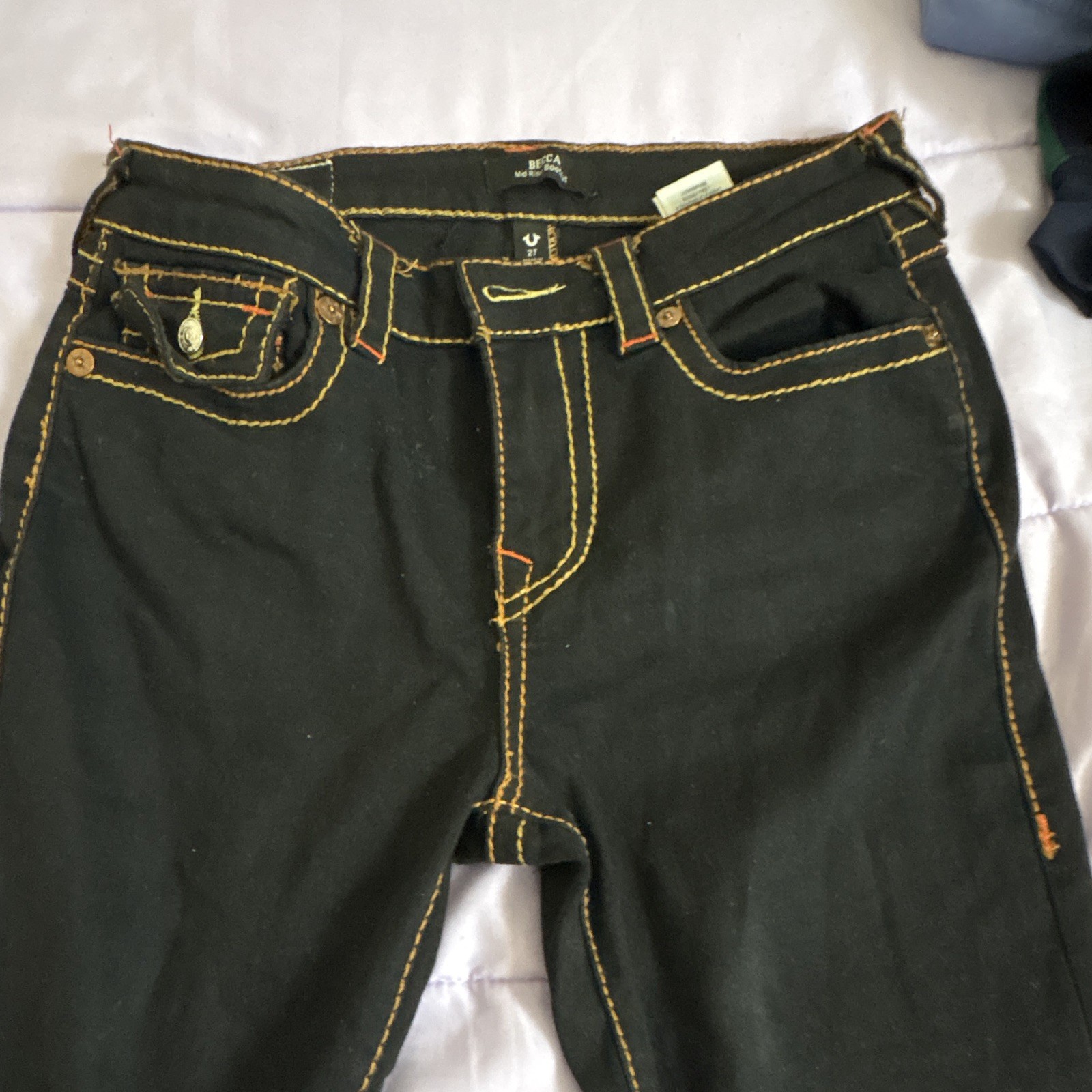 True Religion Men’s Black Denim Jeans Slim Fit Straight Low Rise Dark Wash