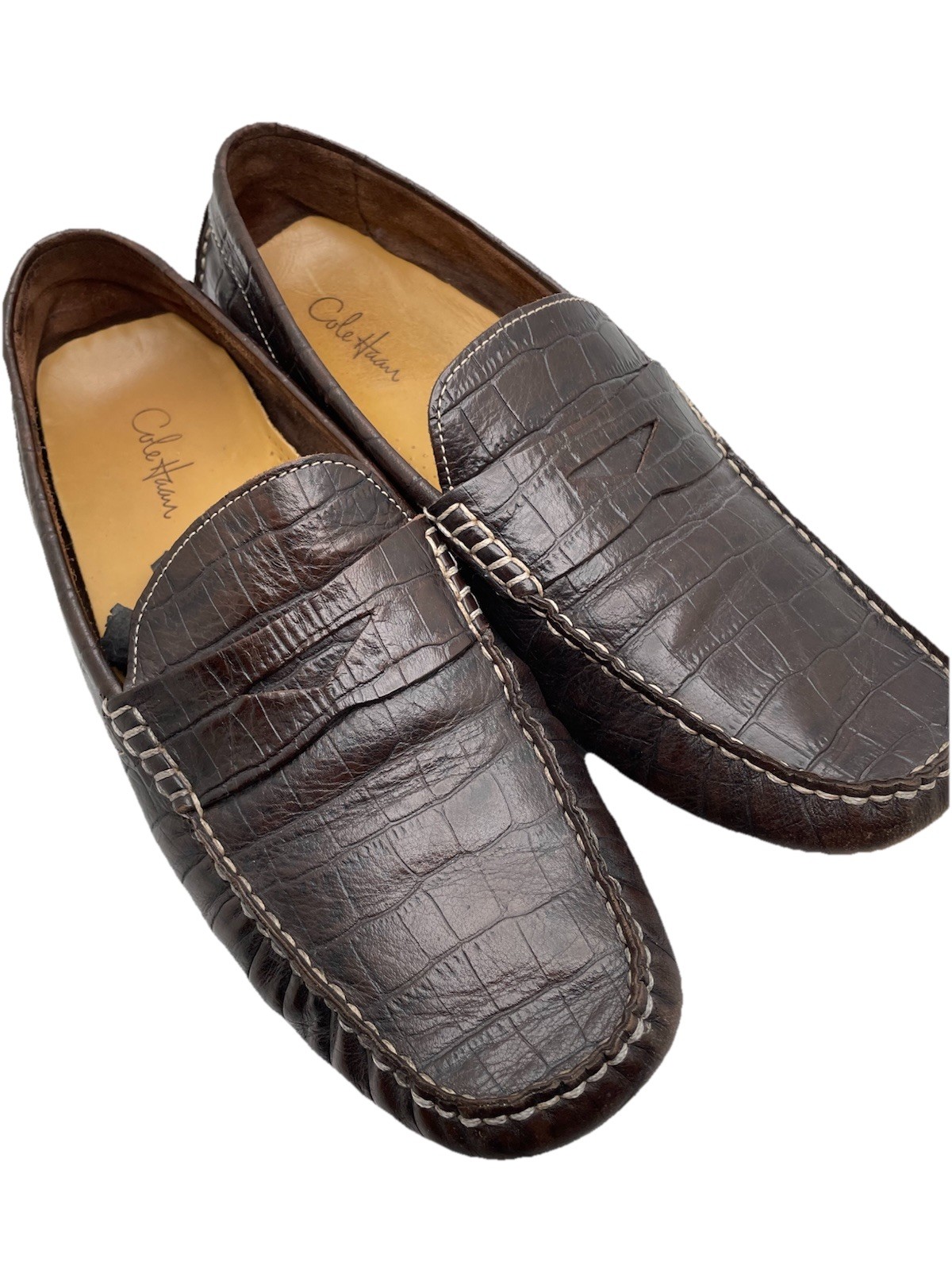 Men’s Cole Haan Loafer Sz 10 M Croc Leather C066844 Driving Moccasin Penny Shoe