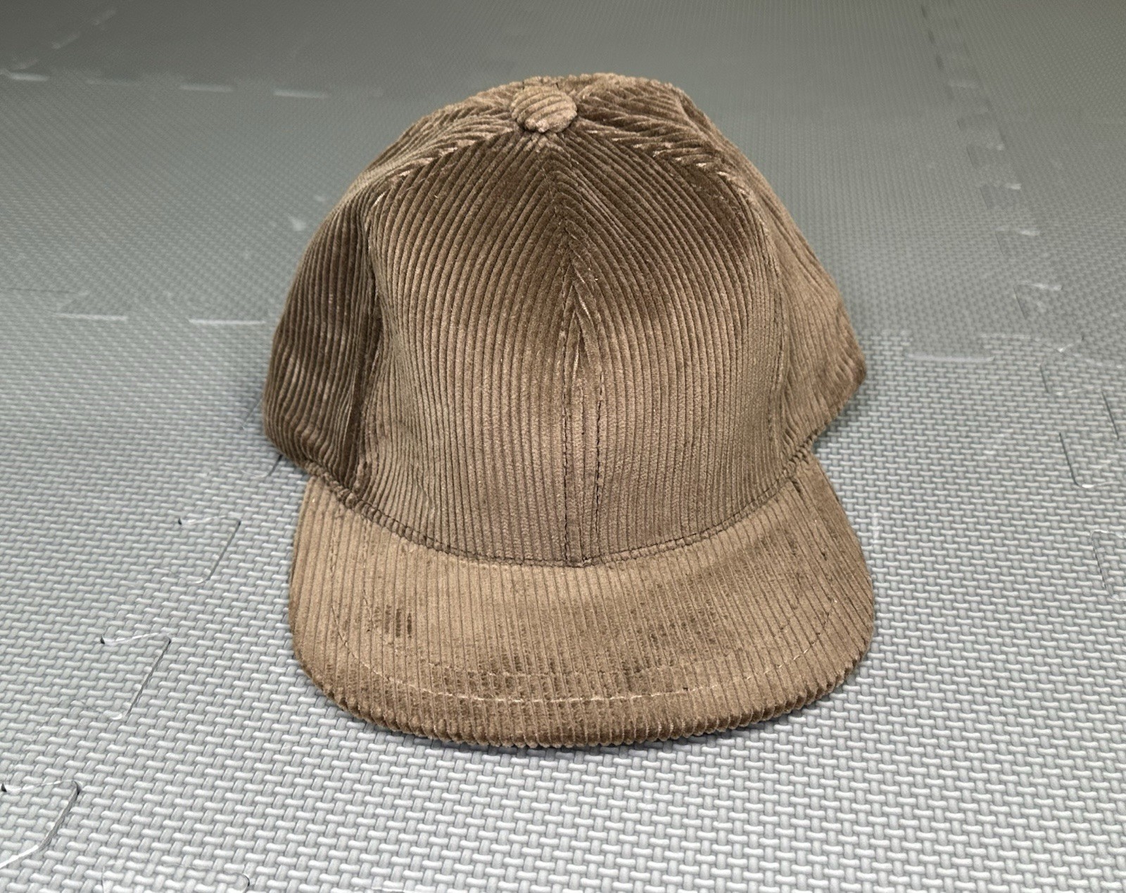 Vtg 80s 90s Brown Corduroy Cap Hat Made in USA Metal Buckle Closures Adjustable