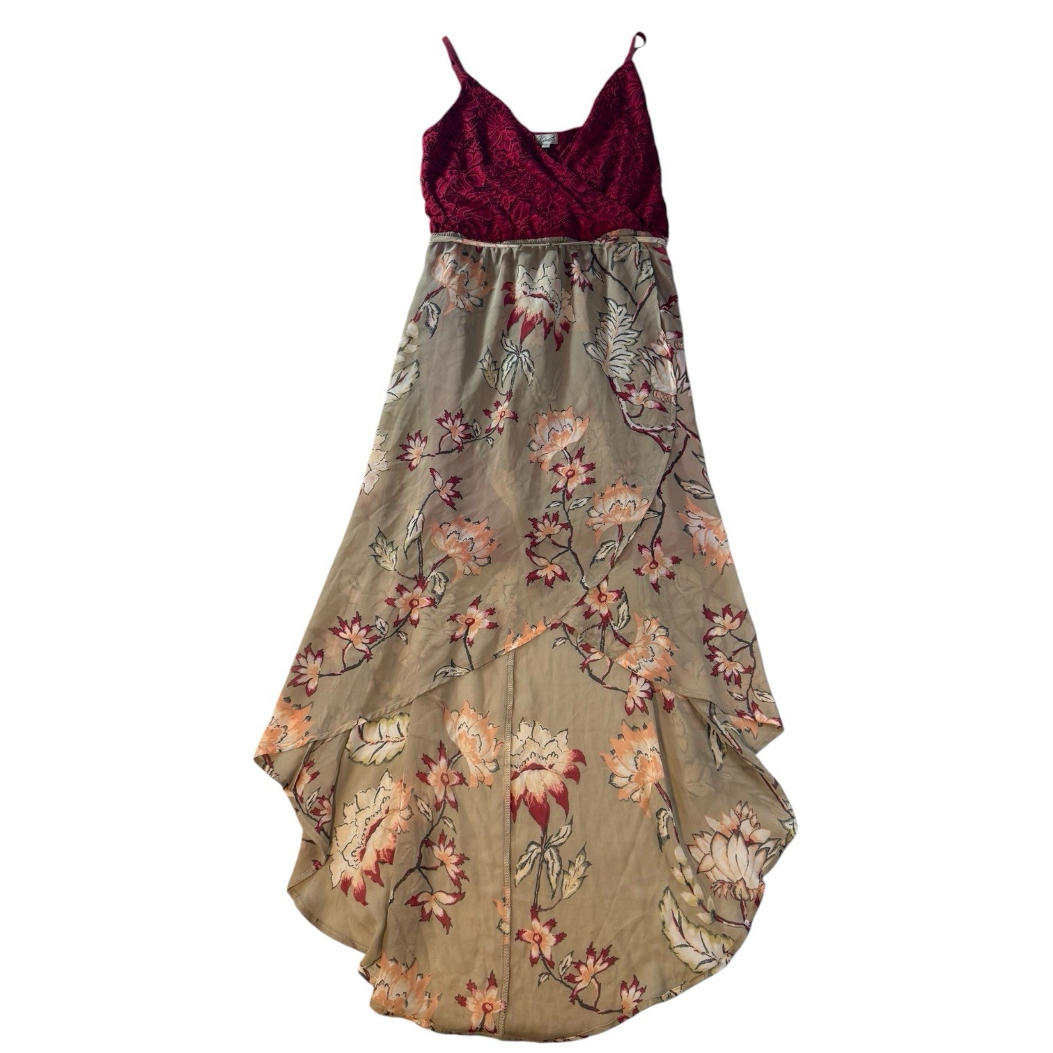 Kismet Womens Small Floral High Low Dress Lace Bodice Sleeveless NWT