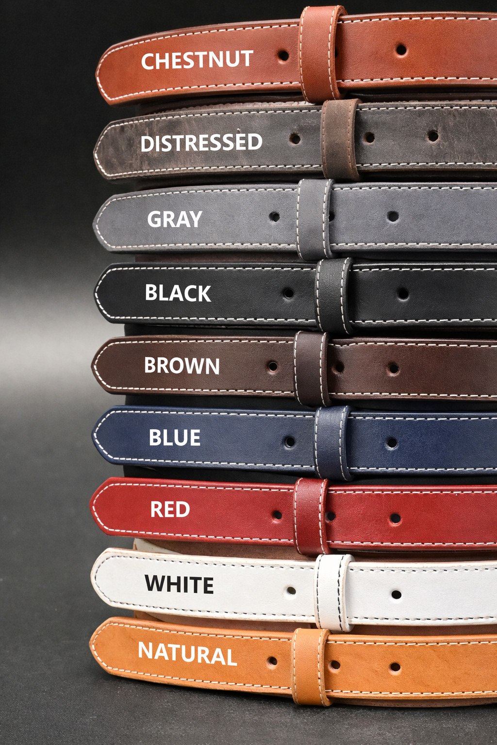 1-1/2″Diamond Stitched Genuine Real Leather Dress Gun Belt Strap Buckle_Amish