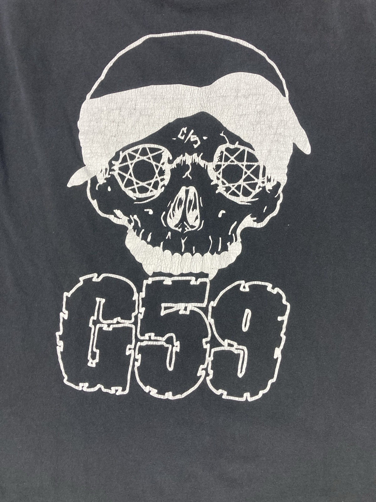 G59 Records Grey Five Nine Skull Graphic T-shirt Men Medium Black Music