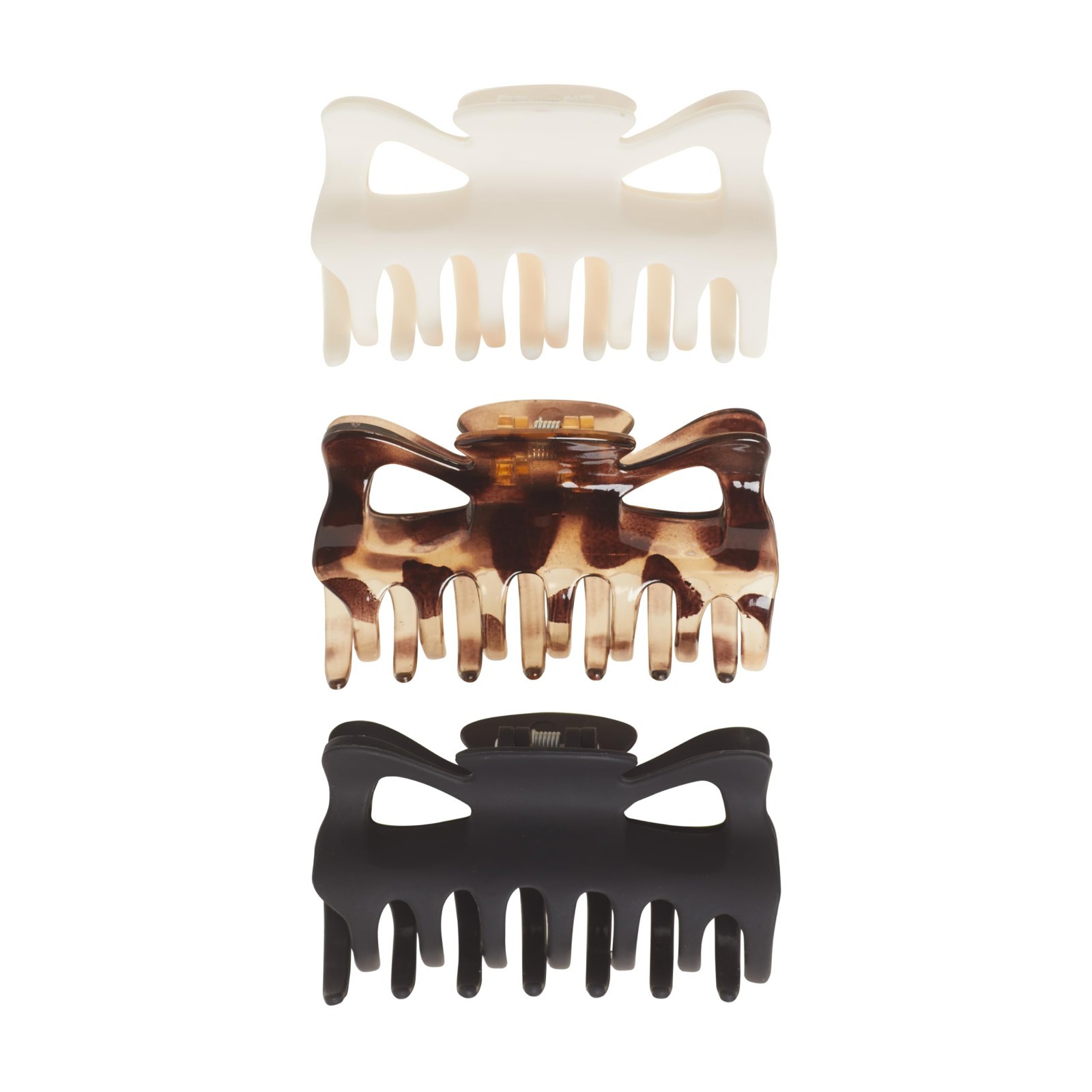 Large Claw Hair Clips Set – Assorted Neutral Colors, 3 Count for All Hair Types