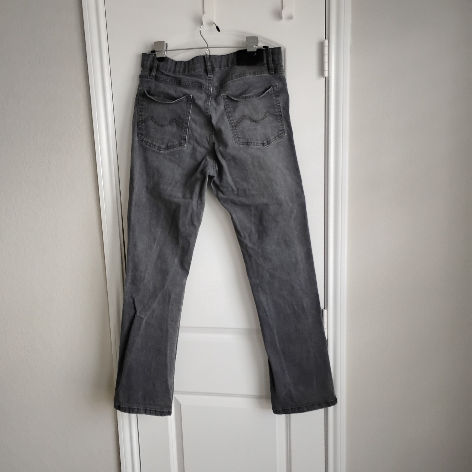 Urban Star Light Wash Black/Gray Men’s Jeans Straight Stretch 34/32
