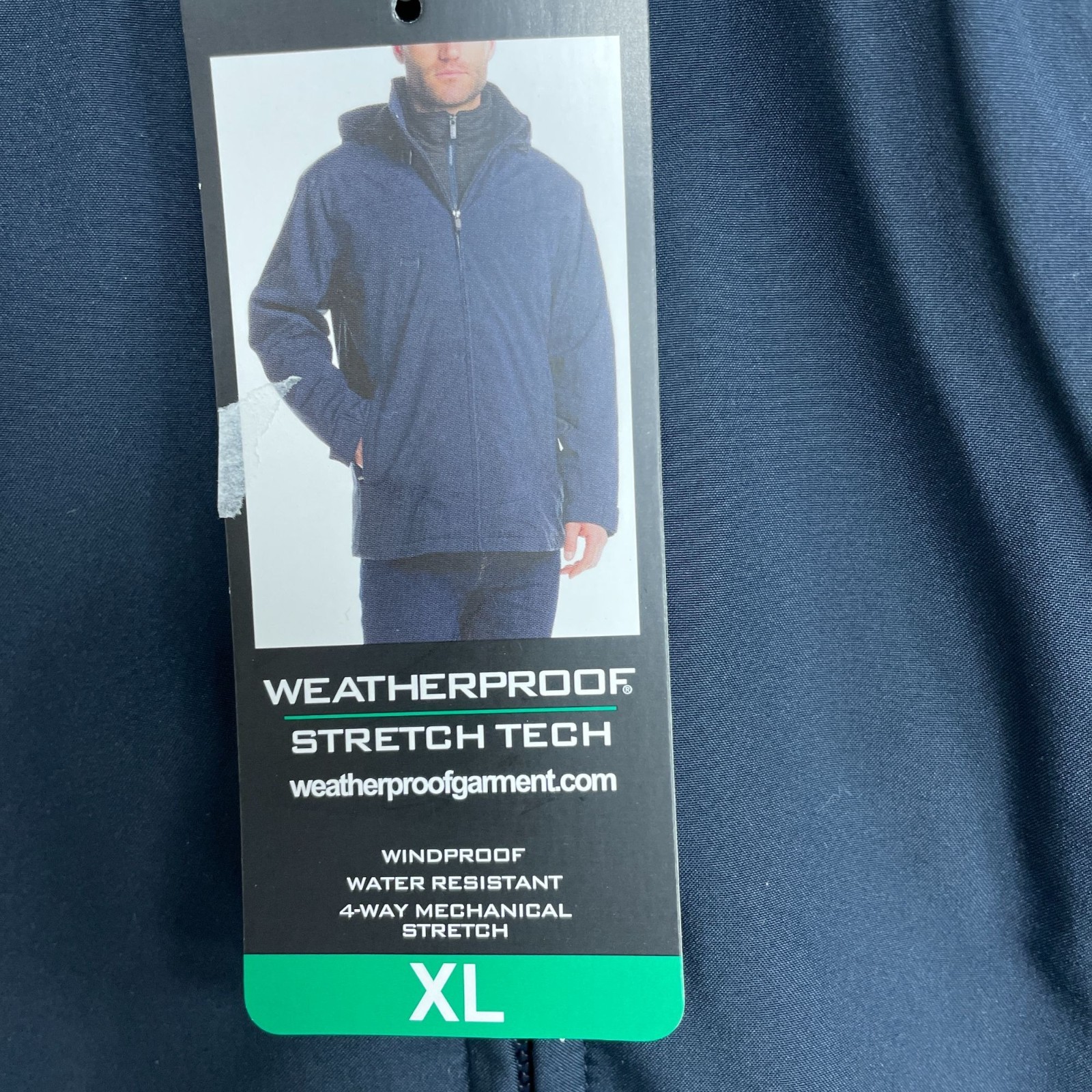 Weatherproof Men’s XL Hooded Parka Jacket Blue Waterproof Quilted Lined JCK177