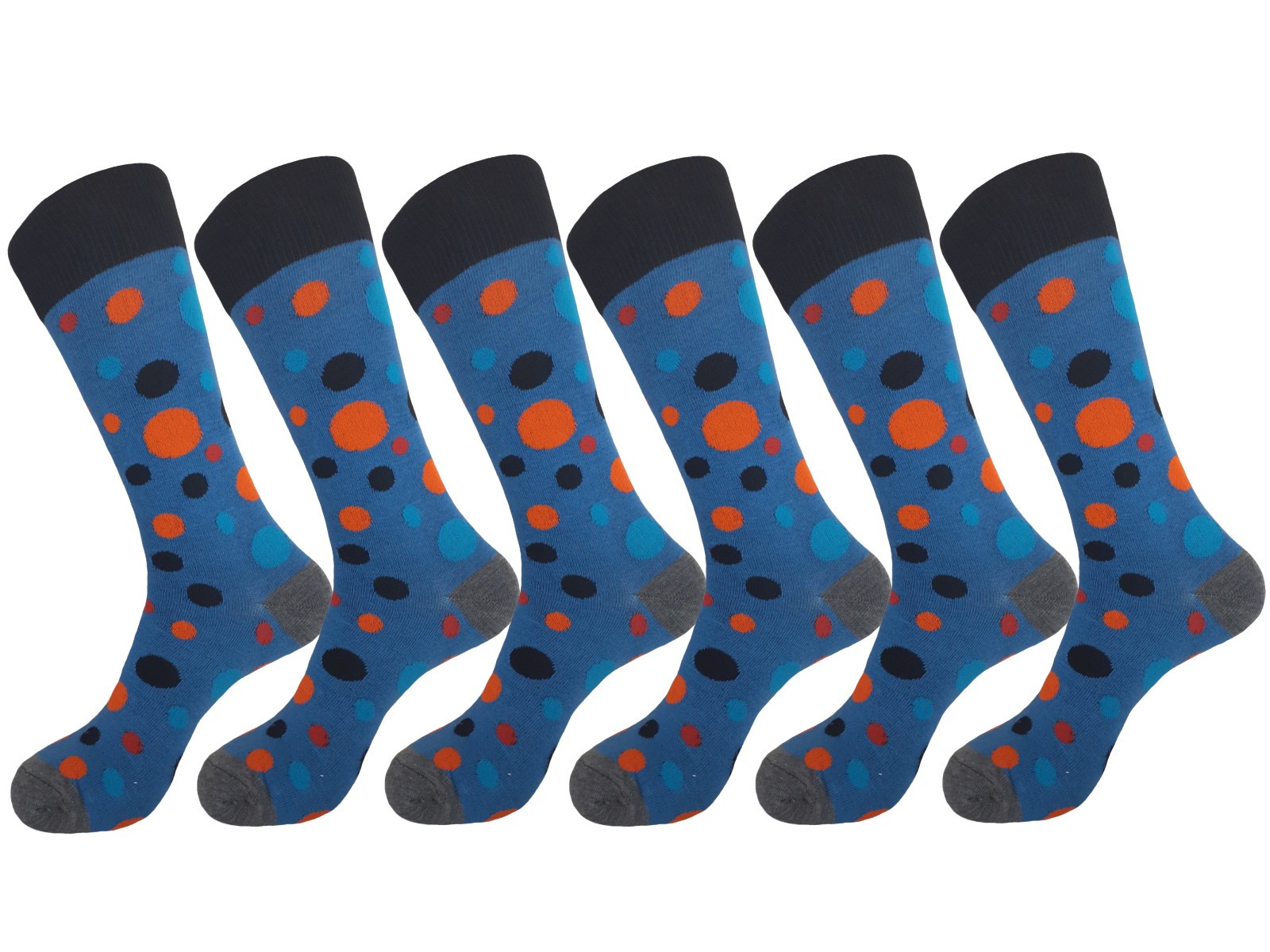 BLUE MULTICOLOR POLKA DOT COTTON NOVELTY DRESS SOCKS 10-13 TRUE TO SIZE