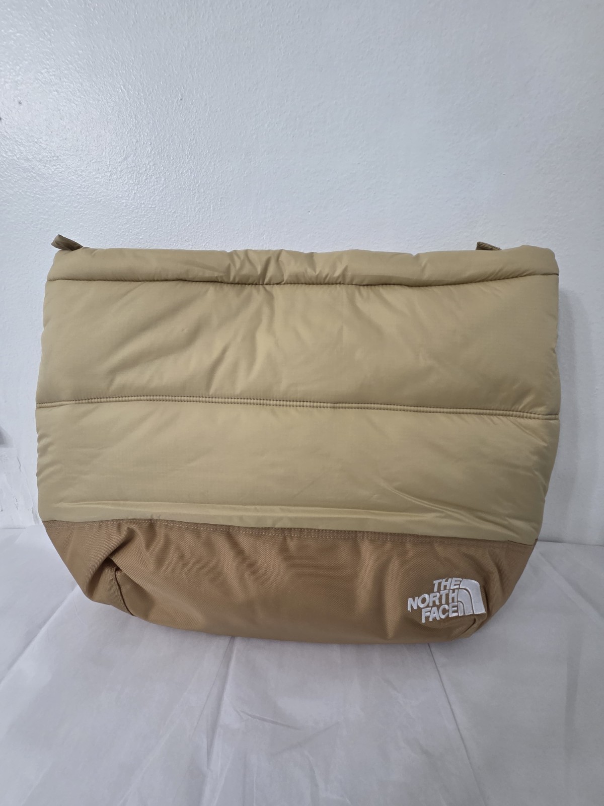 The North Face Nuptse Tote: Almond Butter/Khaki -large inside laptop pouch (New)