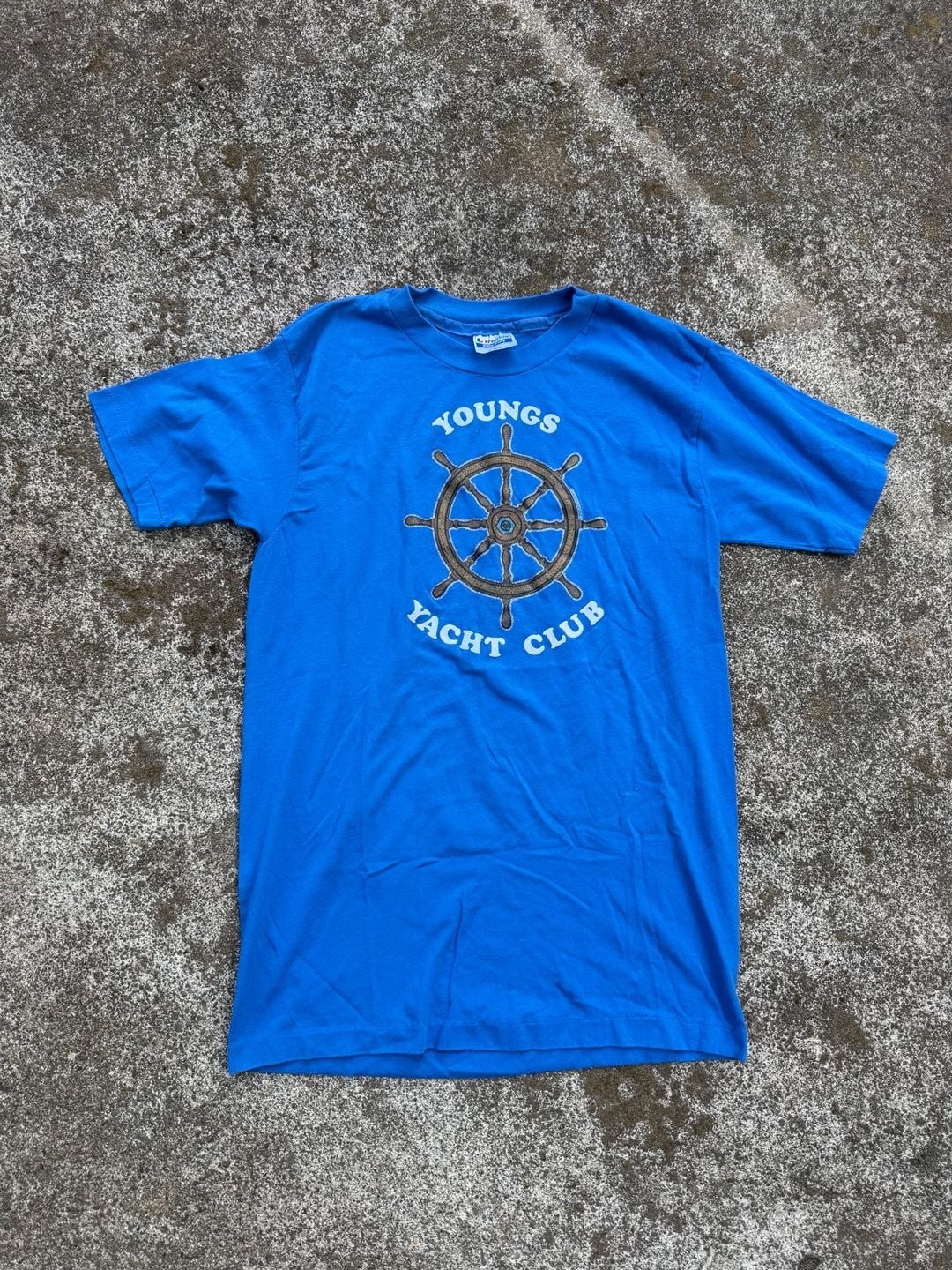 Vintage Hanes Fifty-Fifty Youngs Yacht Club Graphic T-Shirt Size M 38-40