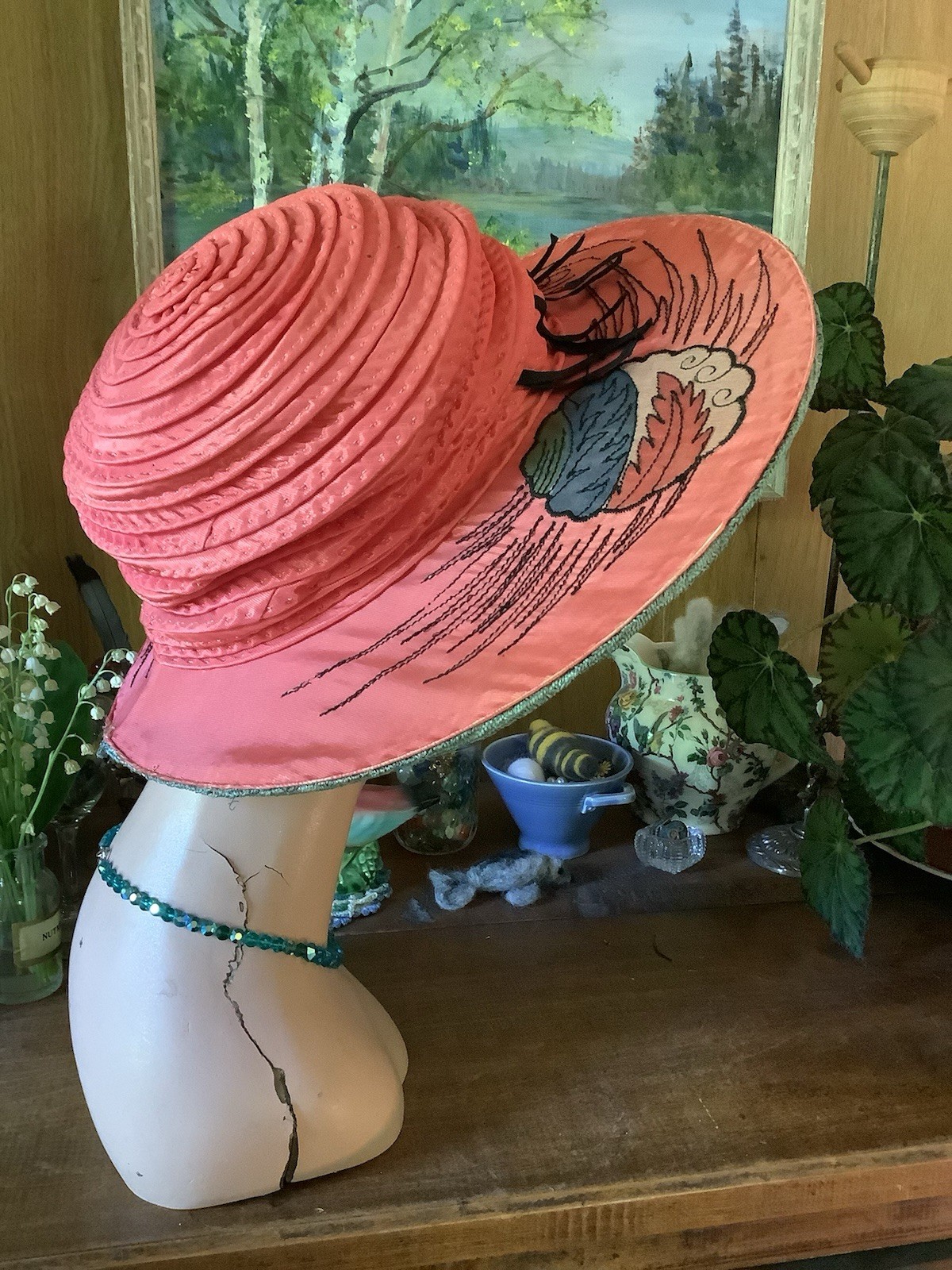Vintage Antique 1900’s Fabulous JAS G JOHNSON CO Wide Brim HAT One Of A Kind