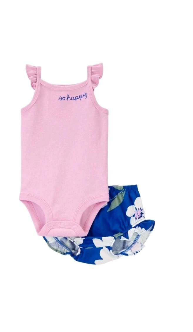 Carters Baby Girl Size 9 Months 3 Piece Floral Dress Bottoms & One-piece NEW