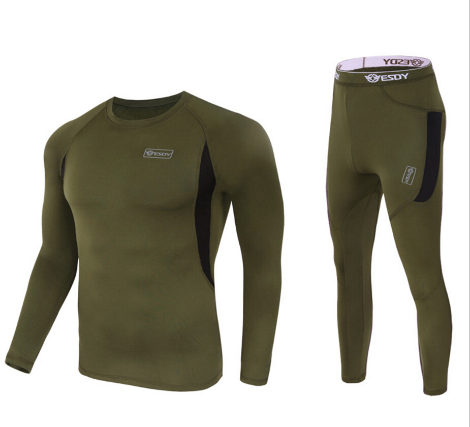 Men Thermal underwear Long Johns Shirt Sweater + fleece Pants and Tops Set
