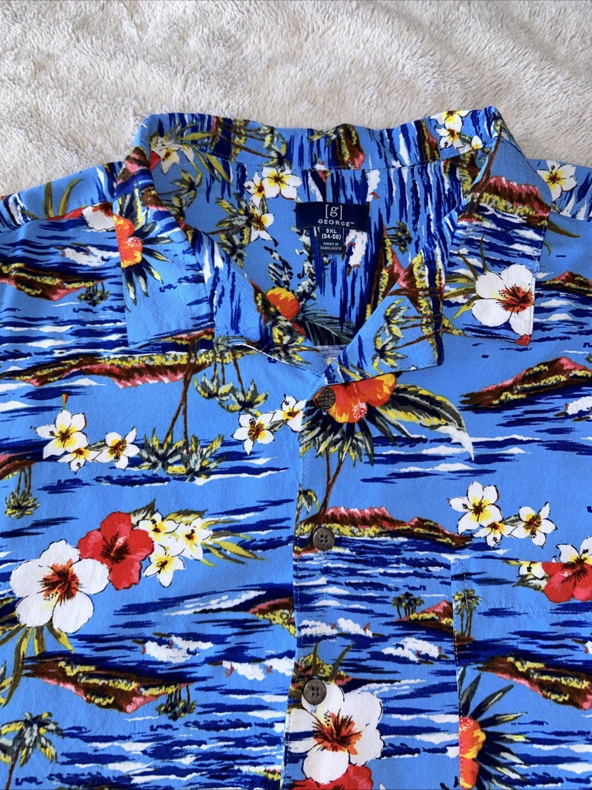 Mens 3XL (54-56) Multicolor Floral Short Sleeve Hawaiian Shirt Button Up EUC