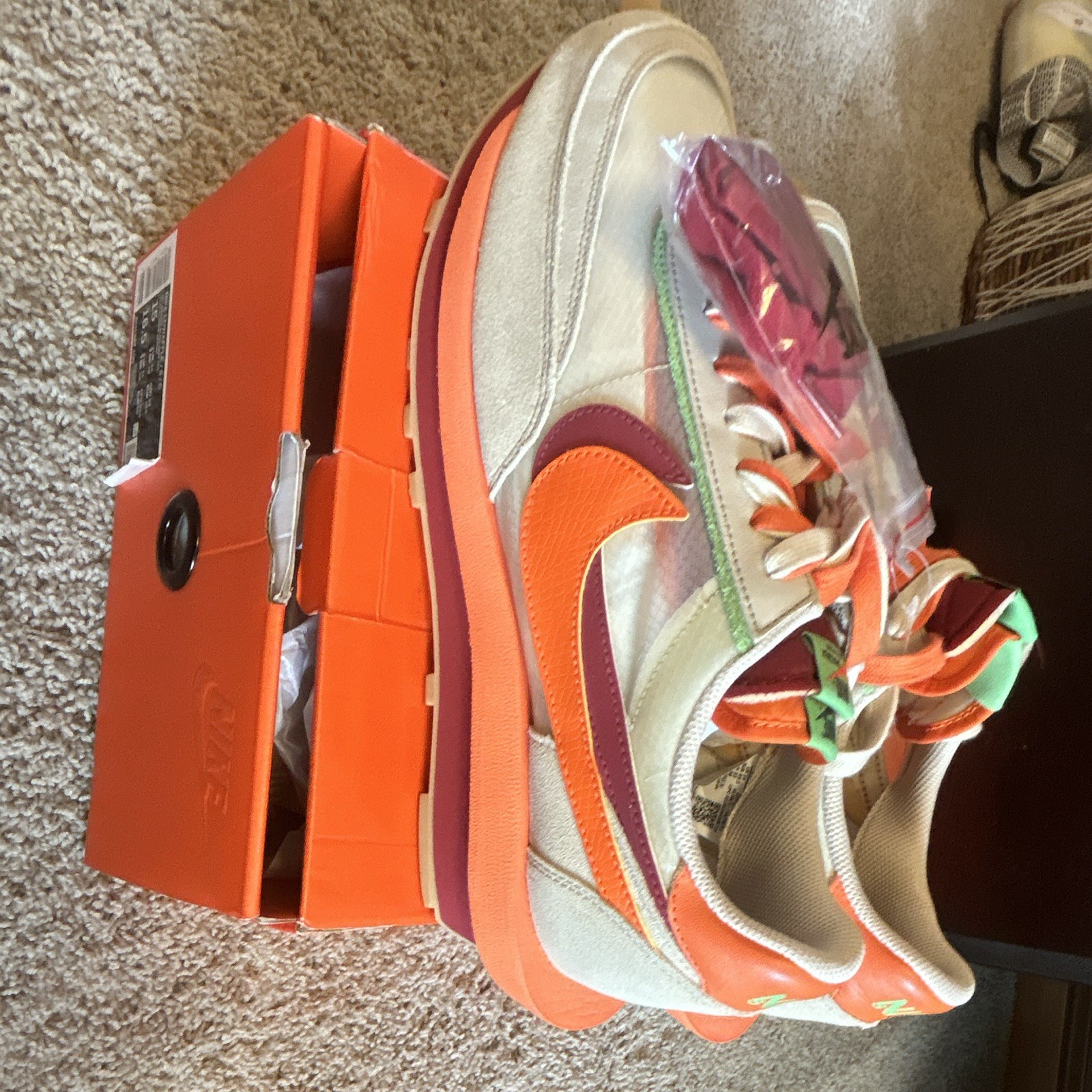 Nike LDWaffle Beige/Orange Low Top Lace-Up Athletic Sneaker DH1347-300