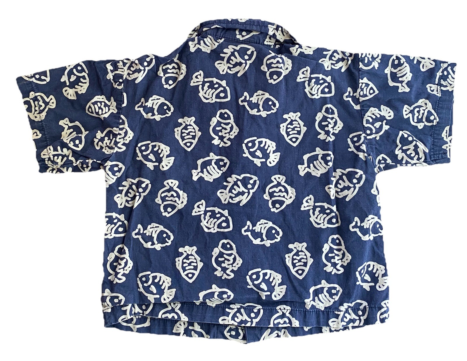 Faded Glory 18m Blue Fish Print Button Up Shirt Preowned in excellent condition