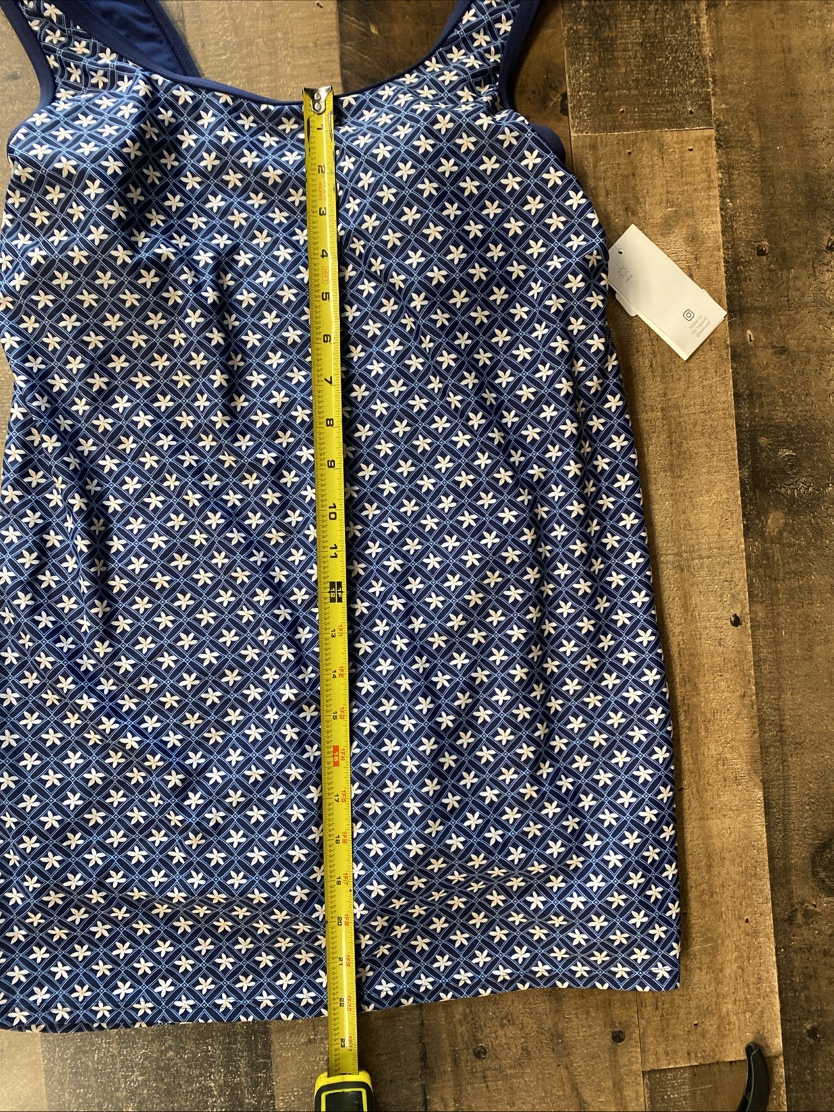 Lands’ End Blue Geo Floral Print Swim Dress w/ Attached Shorts Size XS 2-4 New