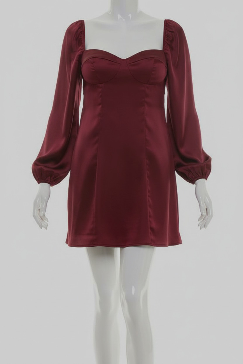 B Darlin Womens Red Sweetheart-Neck Long-Sleeve A-Line Dress Juniors Size 7/8