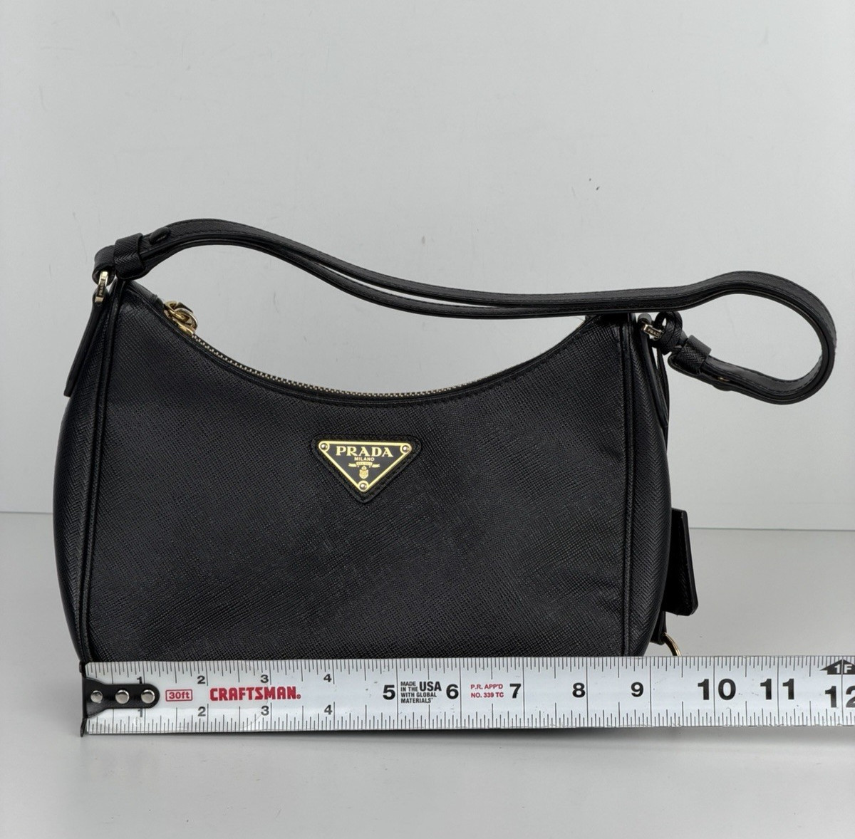 Prada Re-Edition 2005 Saffiano Leather Mini Bag in Black with Key Ring D-3