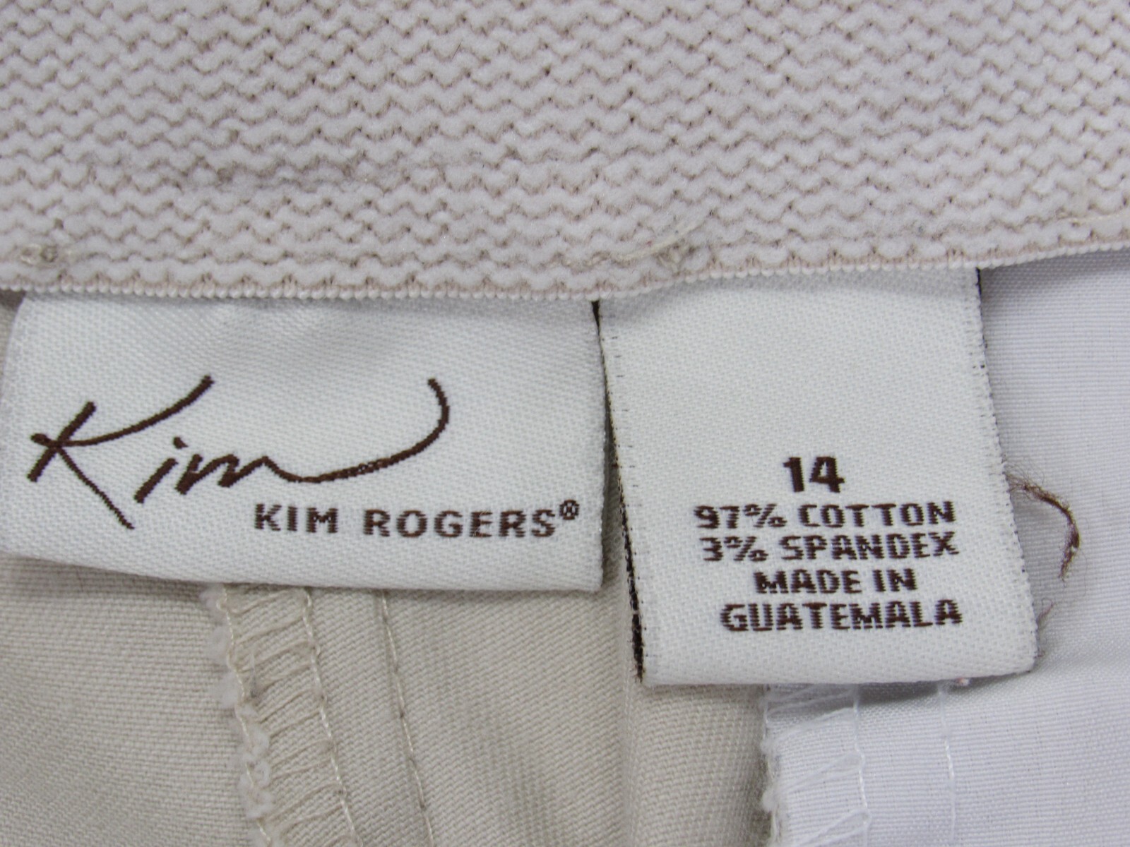 Kim Rogers Womens Pants 14 [ 34W 20L ] Beige Crop Straight 4 Pockets Stretch