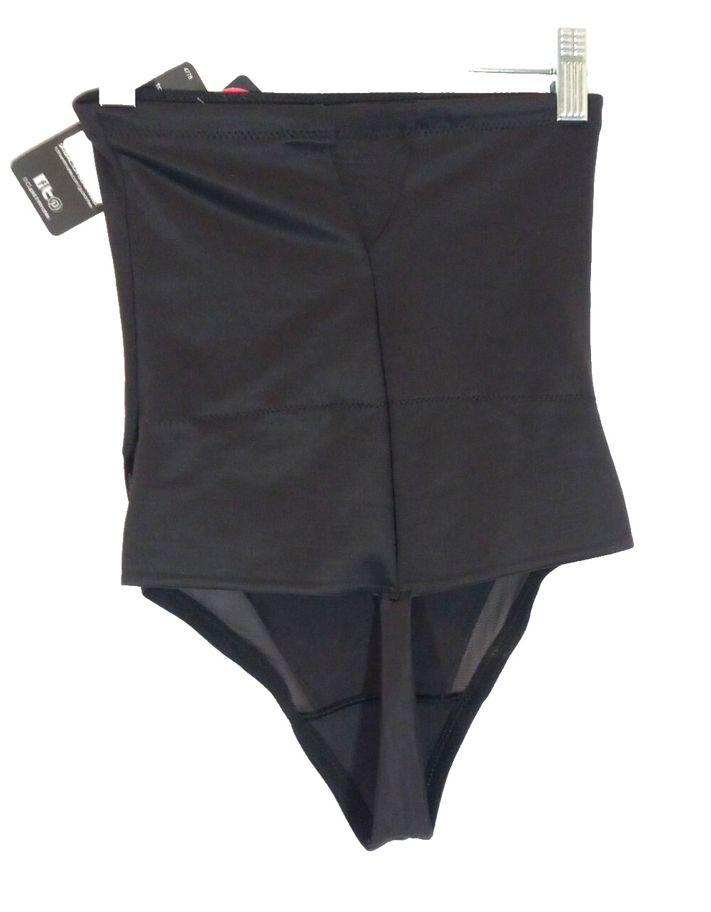 TC Fine Intimates Hi-Waist Thong Shapewear Medium Black Sheer NEW
