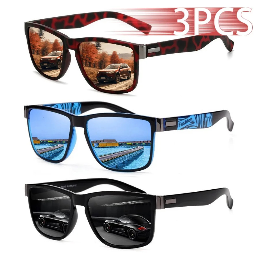 3PCS UV400 Square Sunglasses Set Retro Stylish Outdoor Eyewear Beach Summer Gift
