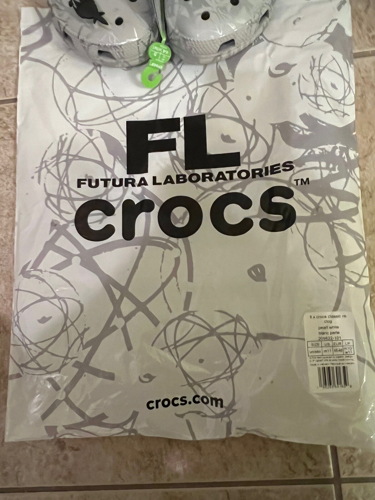 Futura Laboratories x Crocs Classic Clog – Pearl White Size 11 Limited In Hand