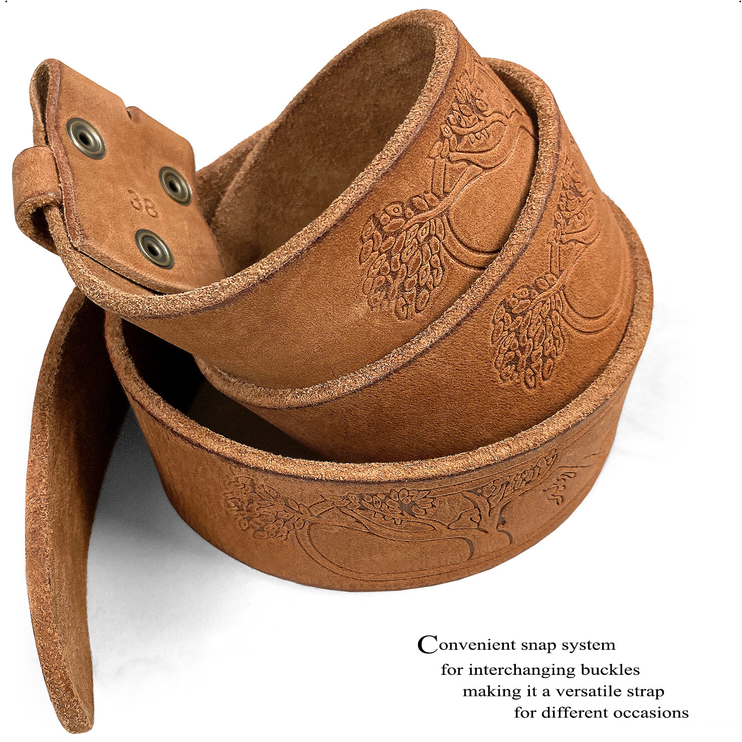 Embossed Casual Genuine Full Grain Leather Belt Strap 1-3/4″(45mm) Wide