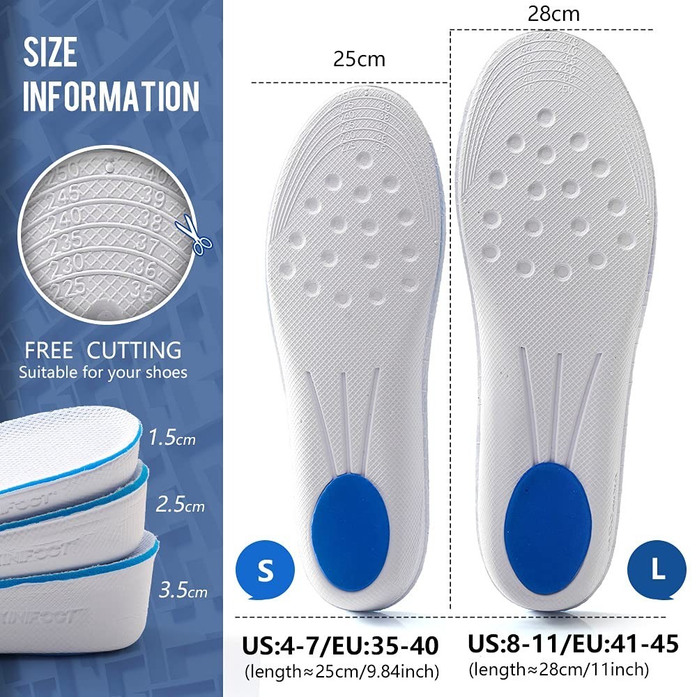 Height Increase Insoles with Arch Support – Breathable Heel Lift Inserts for Men